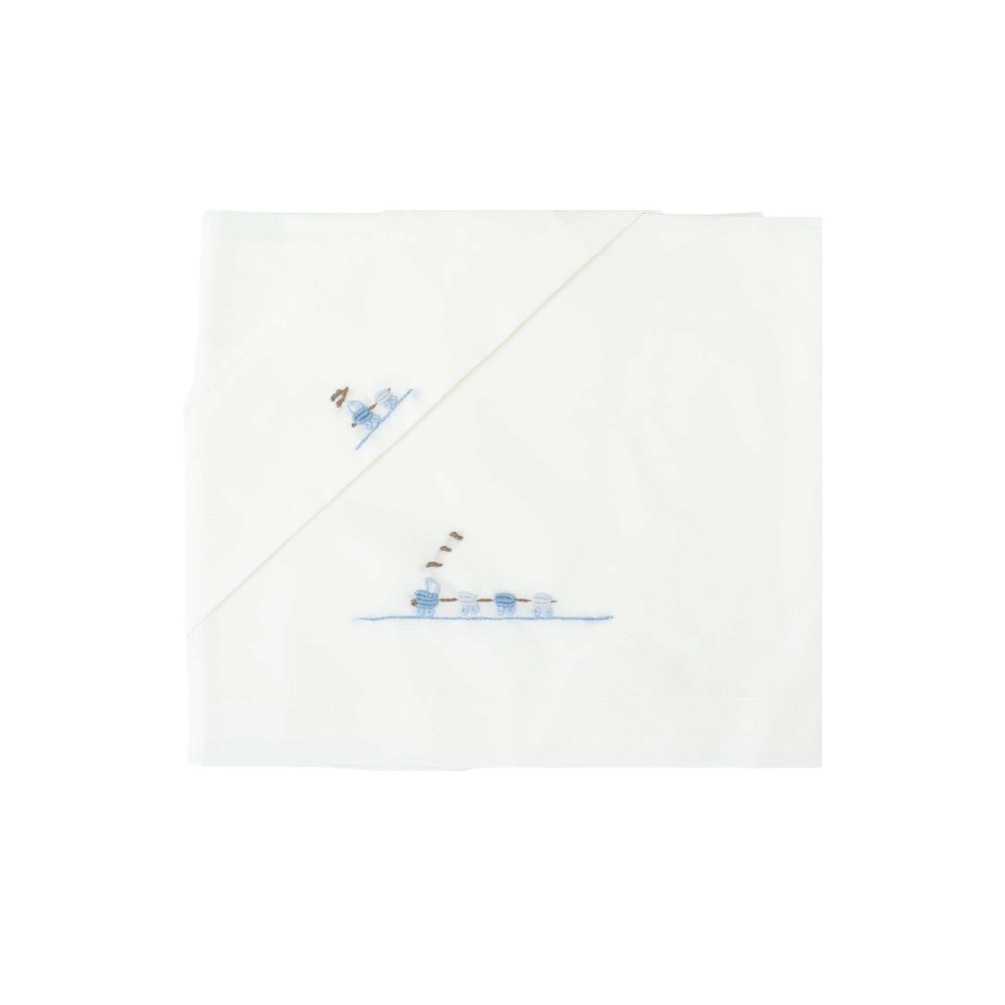 Baby Fitted Sheet with Train Embroidery BENNY - Piccola Giuggiola BENNY/LN