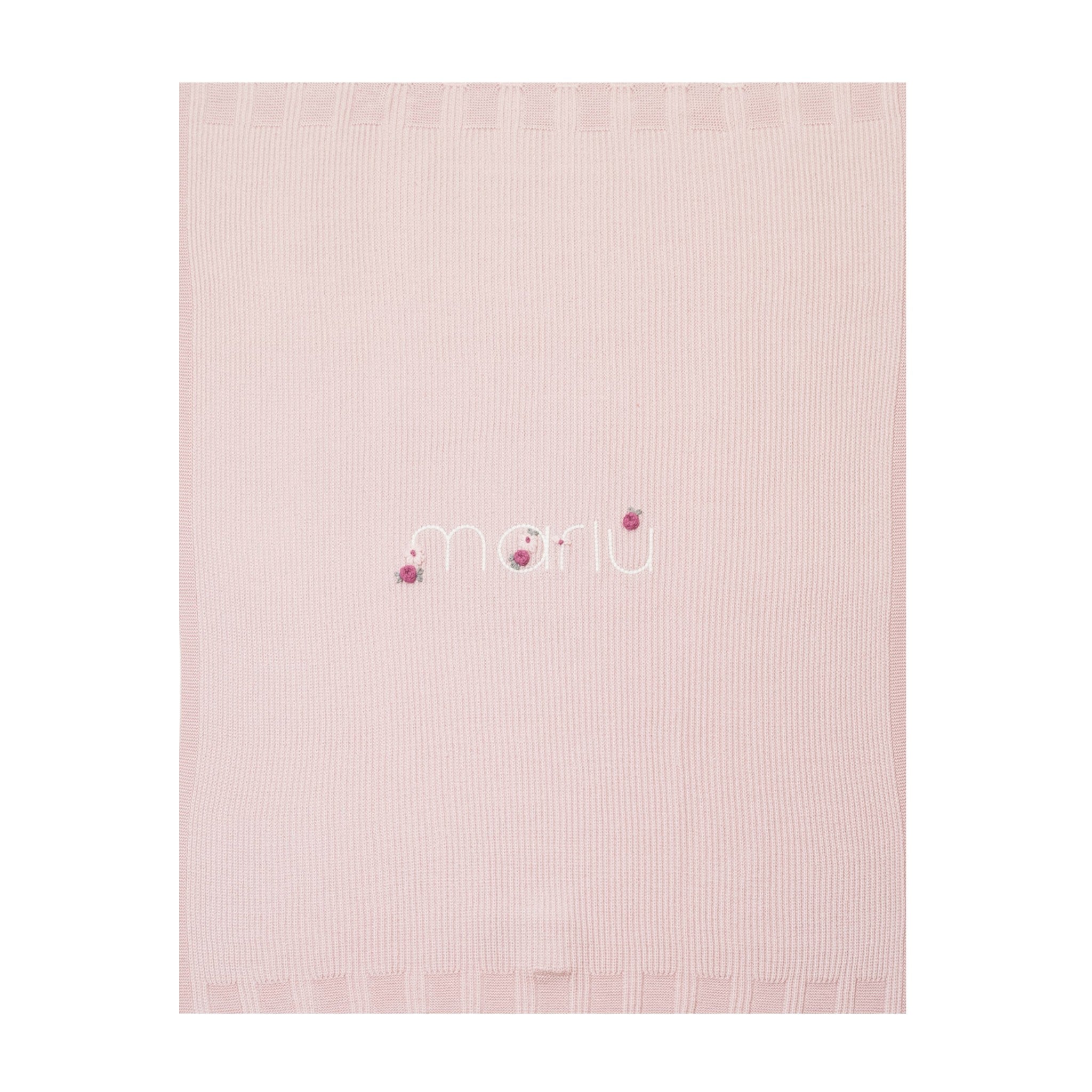 100% Virgin Wool Baby Blanket, Marsala Pink with Flowers IN1480/R
