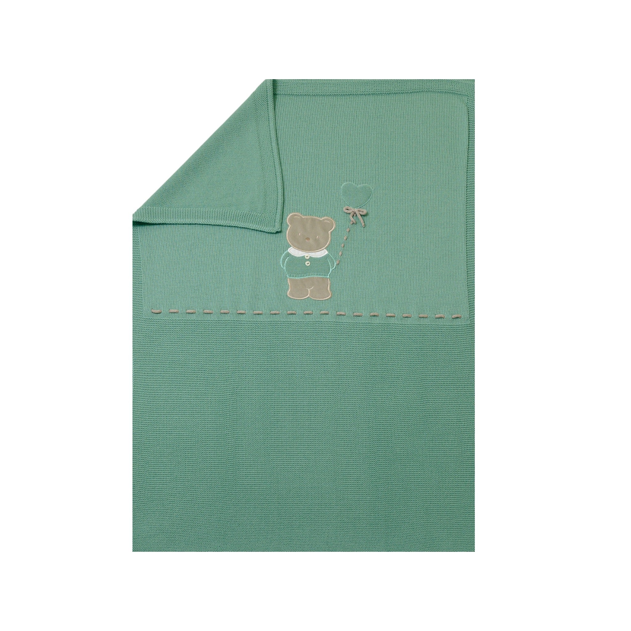 Green Pure Wool Blanket BABY LORD TEDDY BEAR/140-V