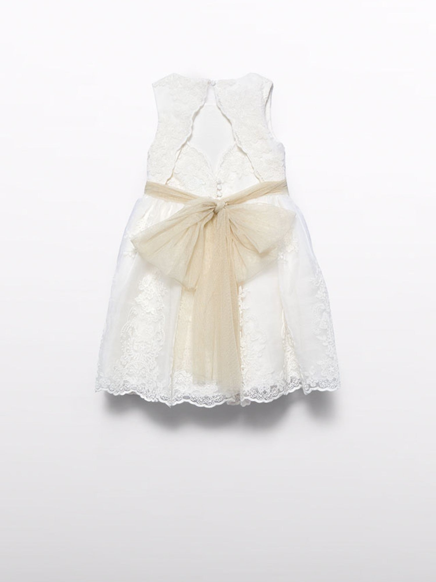 Abito  organza ricamato Bimba PANNA 5037 /7 -  NANU' BABY