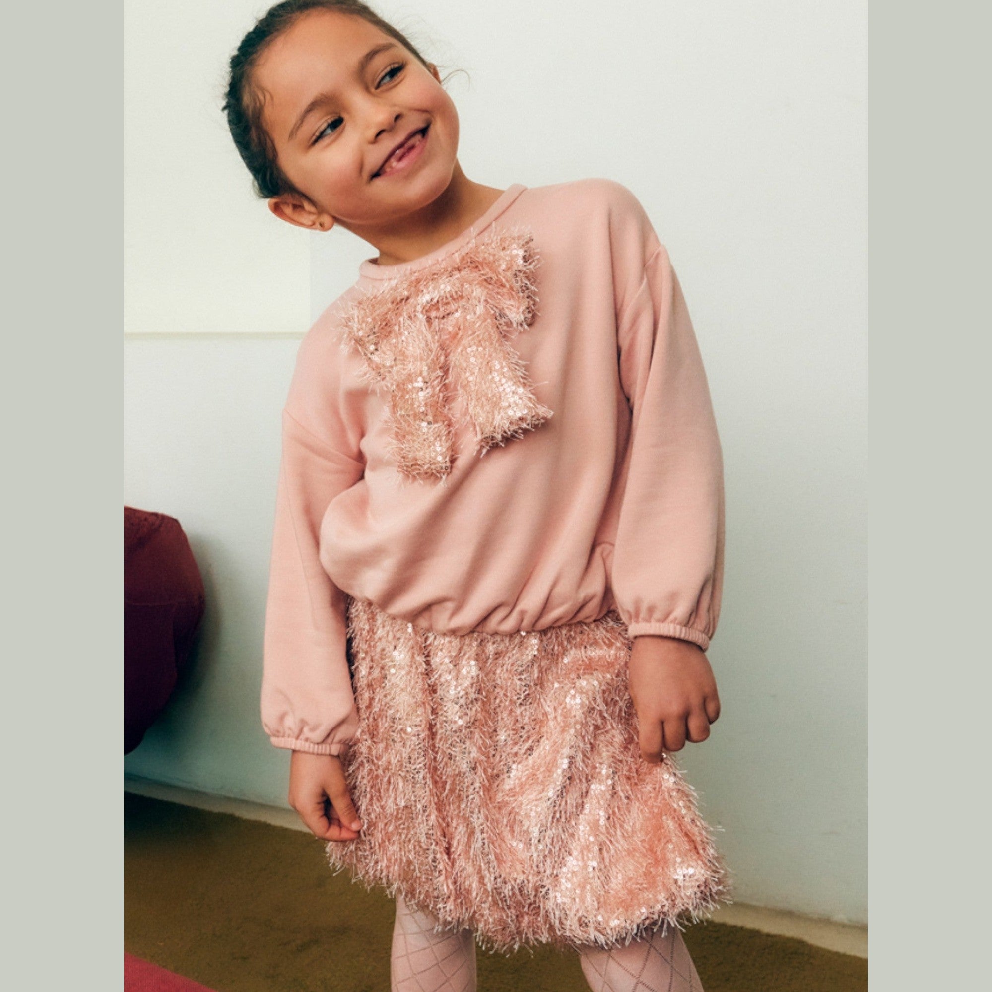 Compl. gonna frange lustrini Bimba Rosa 5539/8 -  NANU' BABY
