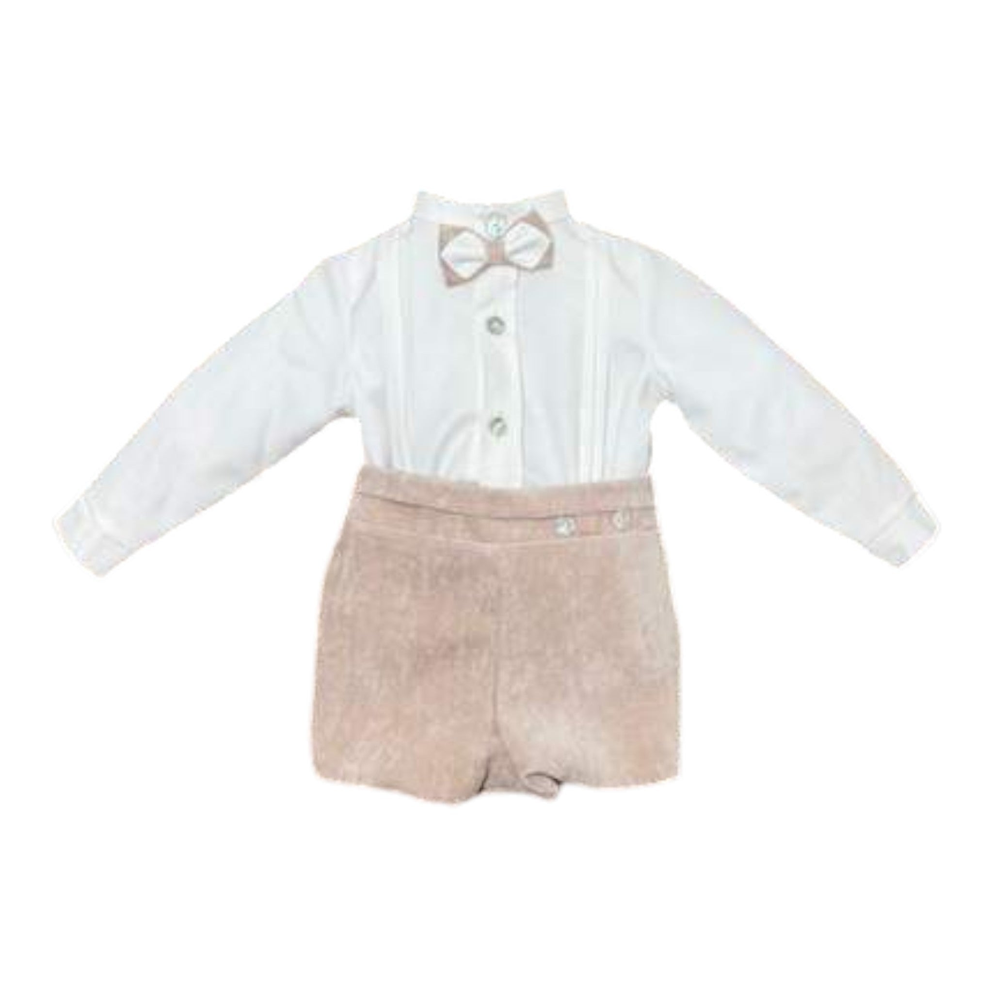 Completo Cerimonia Bimbo Misto Cotone Beige - PONTO POR PONTO 1/6421-B