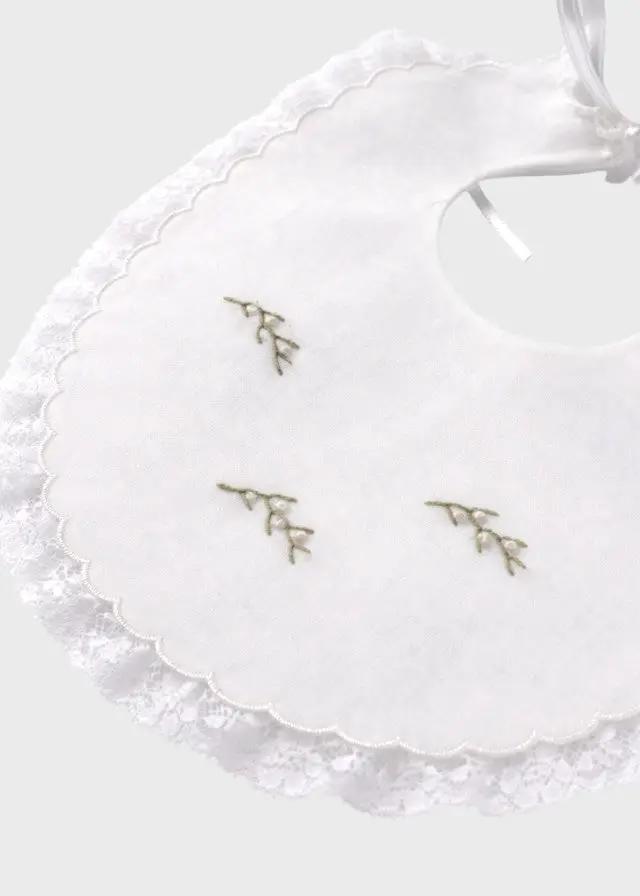 Baby Bib White Cotton Batiste ROSSELLA 3124