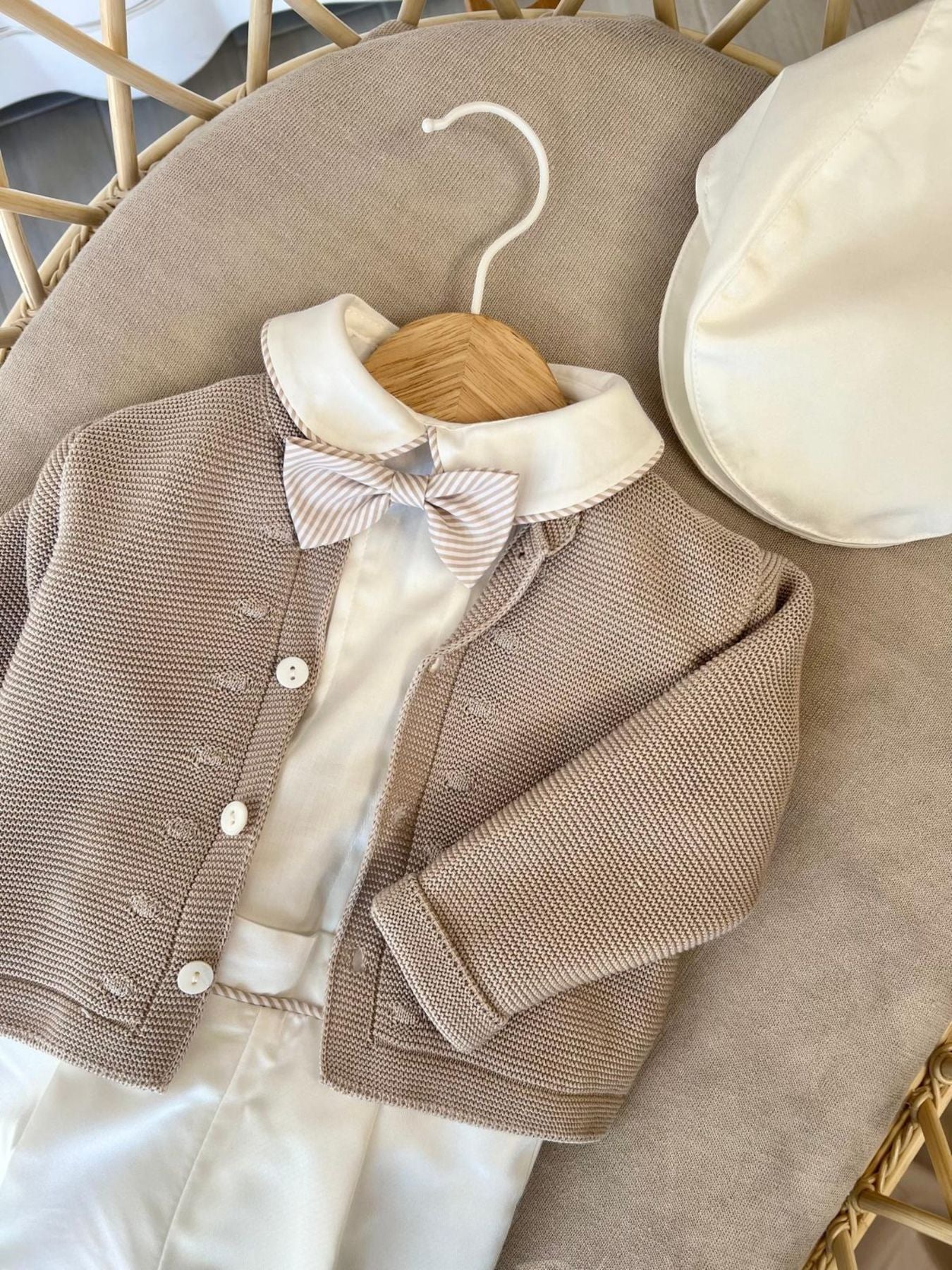 Completo 4 pezzi con papillon Bimbo BEIGE EN71360 -  NANU' BABY