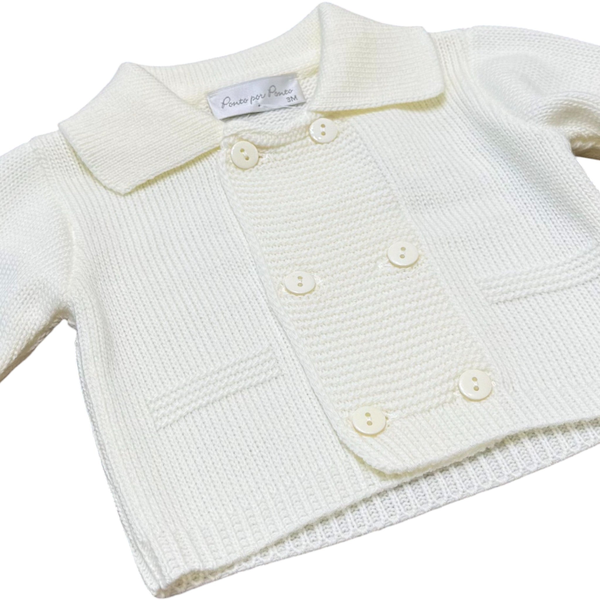 Giacca Cerimonia Bimbo Misto Cotone Perla - PONTO POR PONTO 3/878