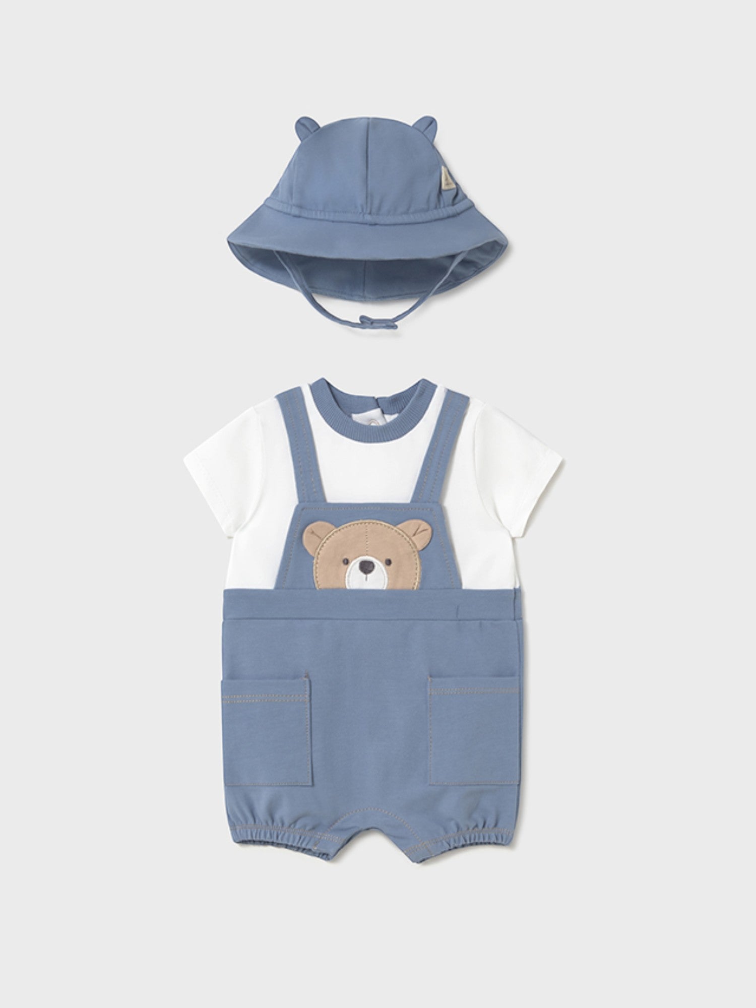 Pagliaccetto salopette,cappello Bimbo AZZURRO 1606 /A -  NANU' BABY