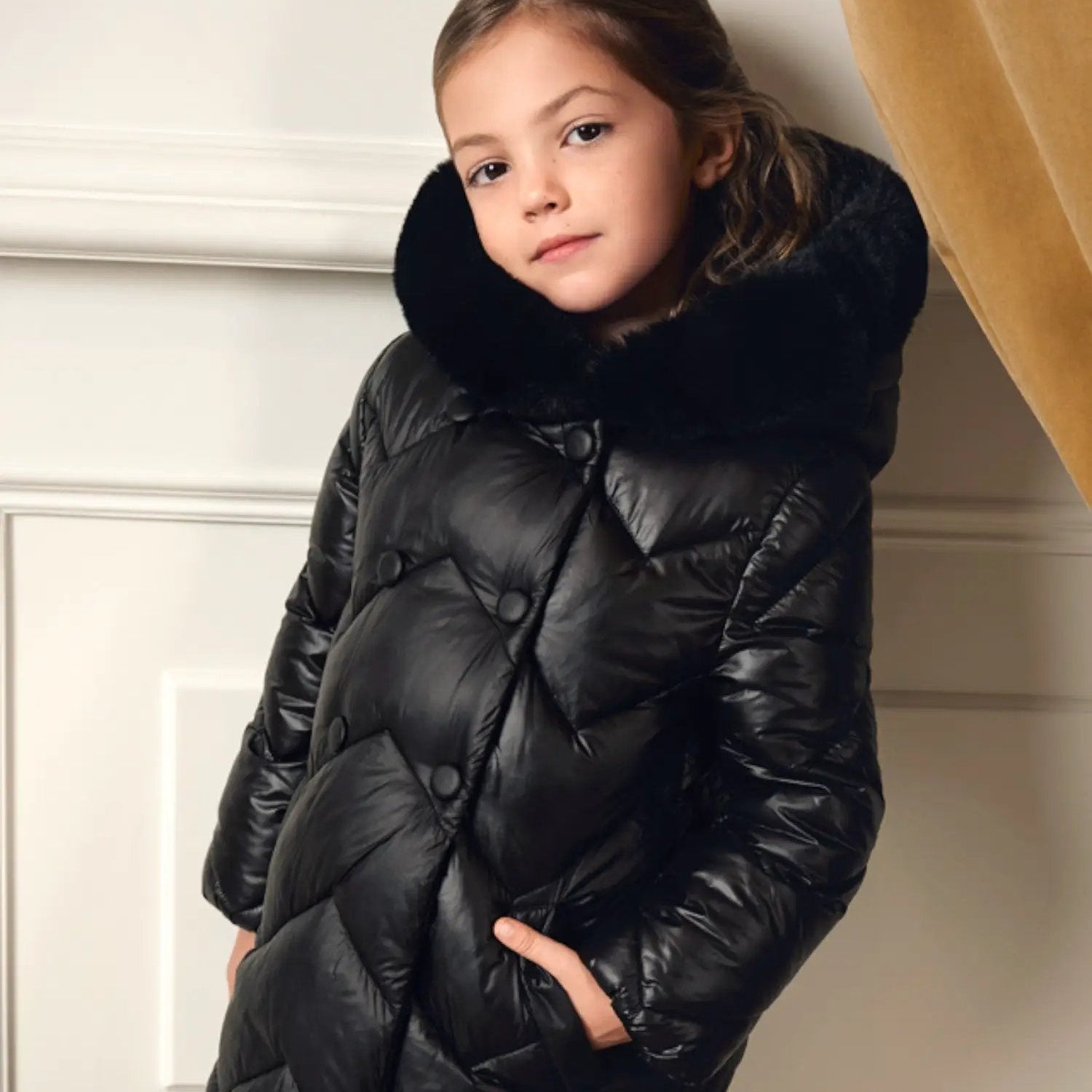 Cappotto Bimba Nero 5847/10 by ABEL & LULA