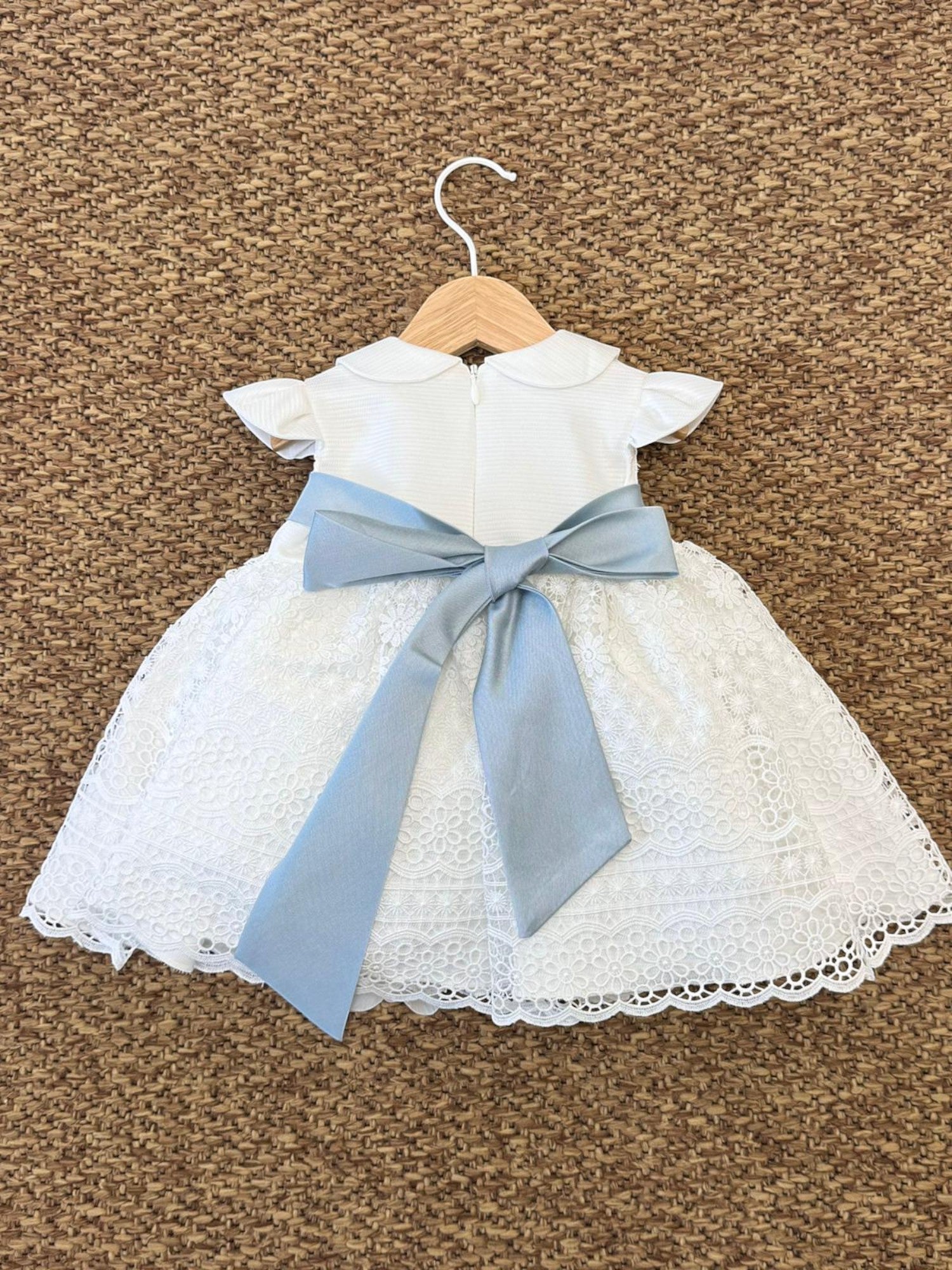Abito Cerimonia Macramè Bimba AZZURRO FB080/AP -  NANU' BABY