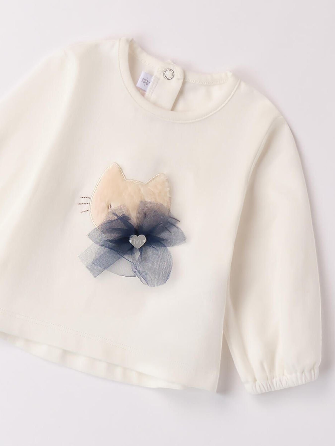 Maglietta per bimba con gatto Bimba PANNA 3A762 -  NANU' BABY