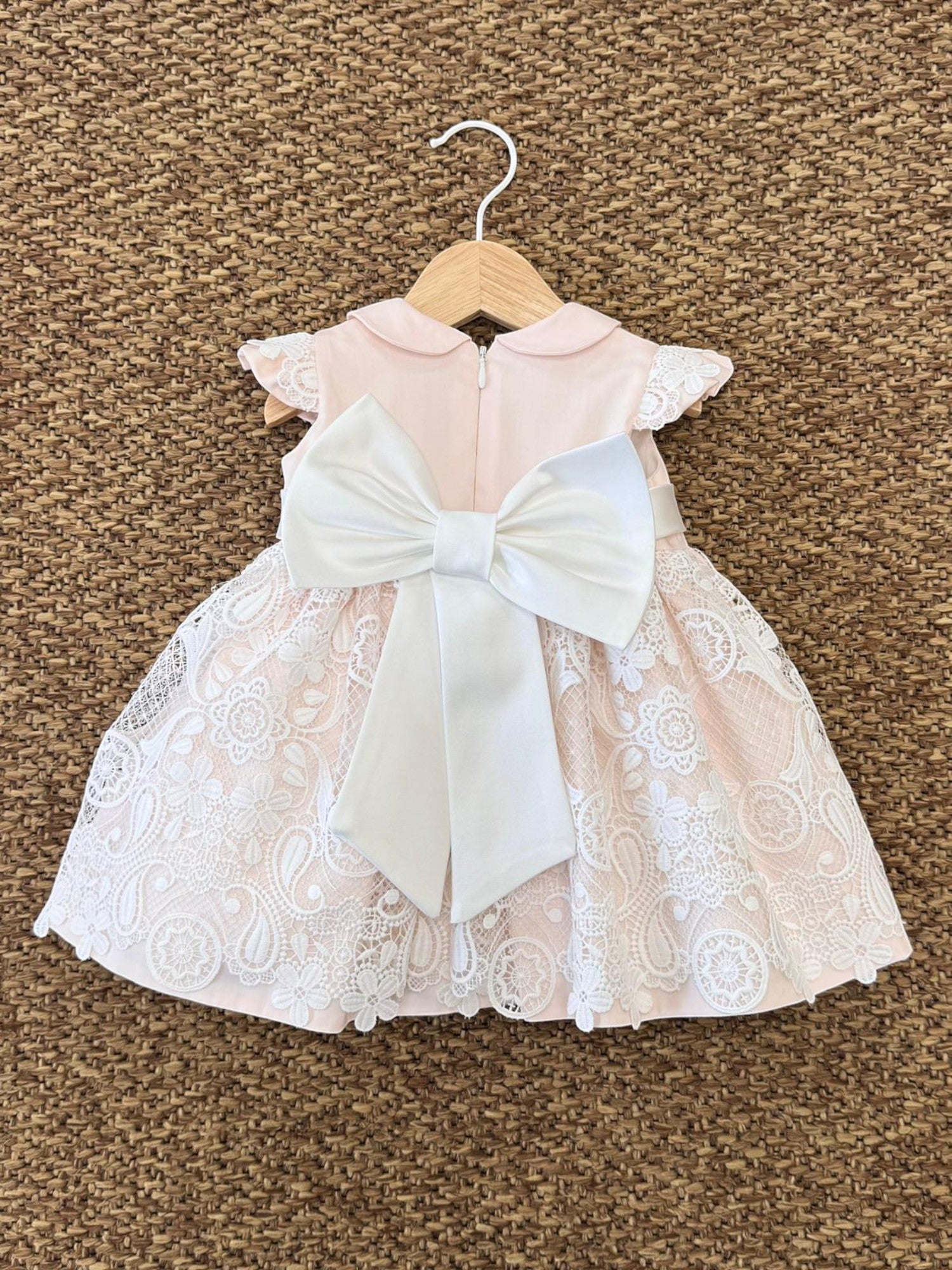 Abito Cerimonia Macramè Bimba ROSA FB081/R -  NANU' BABY