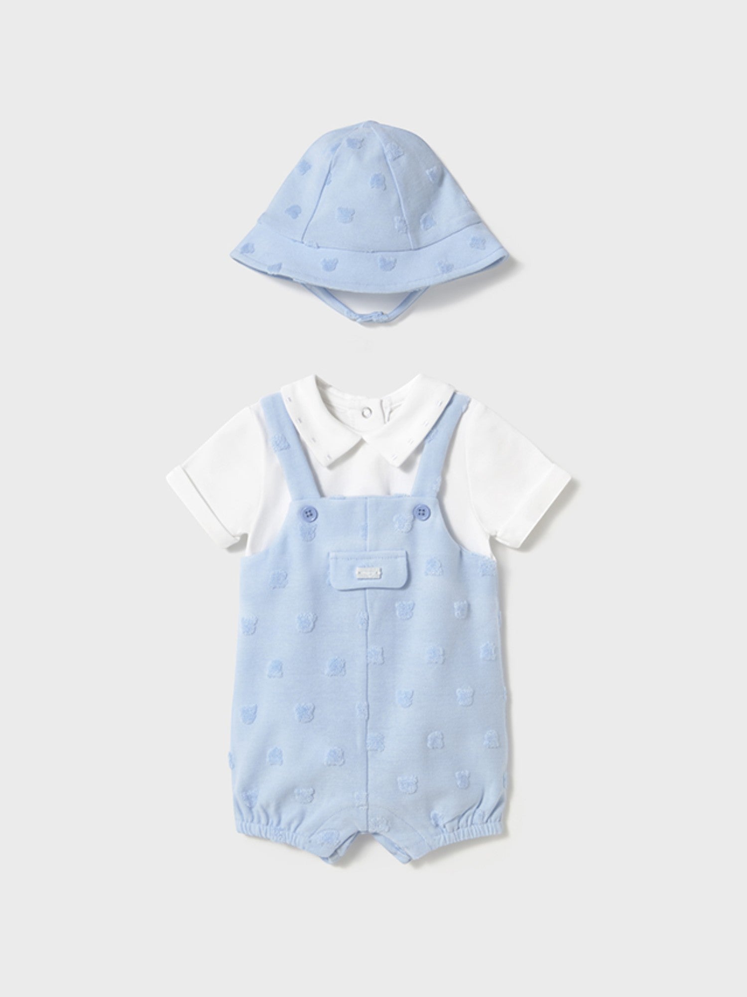 Pagliaccetto salopette,cappello Bimbo CIELO 1605 /C -  NANU' BABY