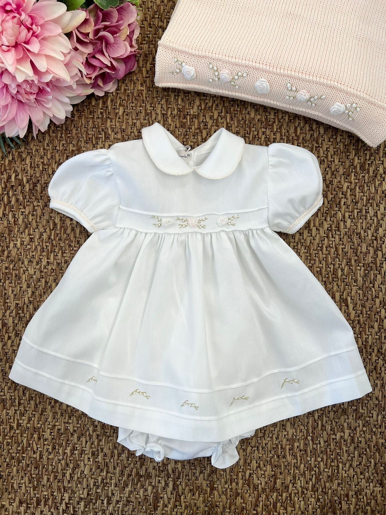 Completo 2 pezzi manica corta Roselline Bimba BIANCO ROSSELLA 3123 -  NANU' BABY