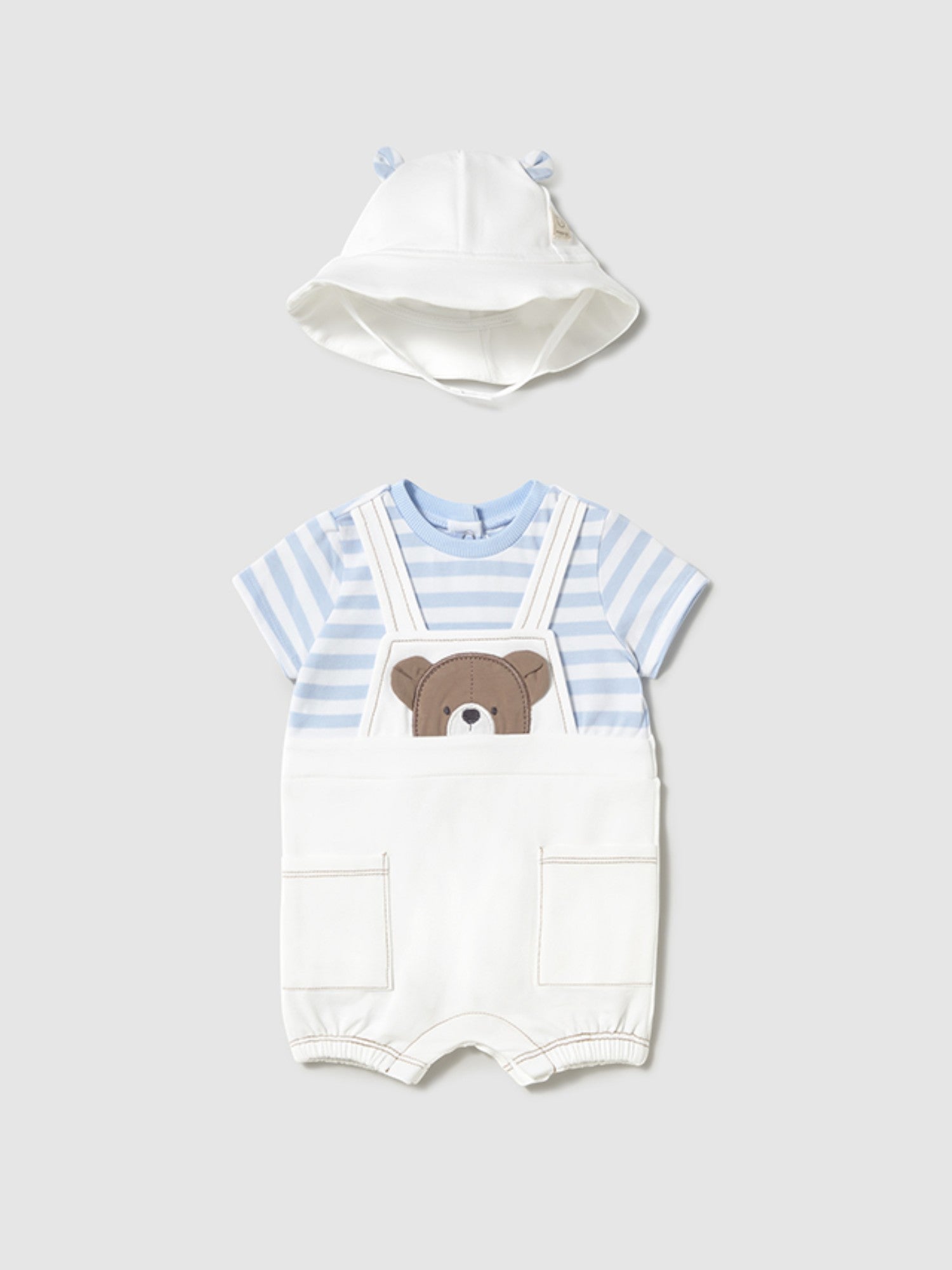 Pagliaccetto salopette,cappello Bimbo CIELO 1606 /C -  NANU' BABY