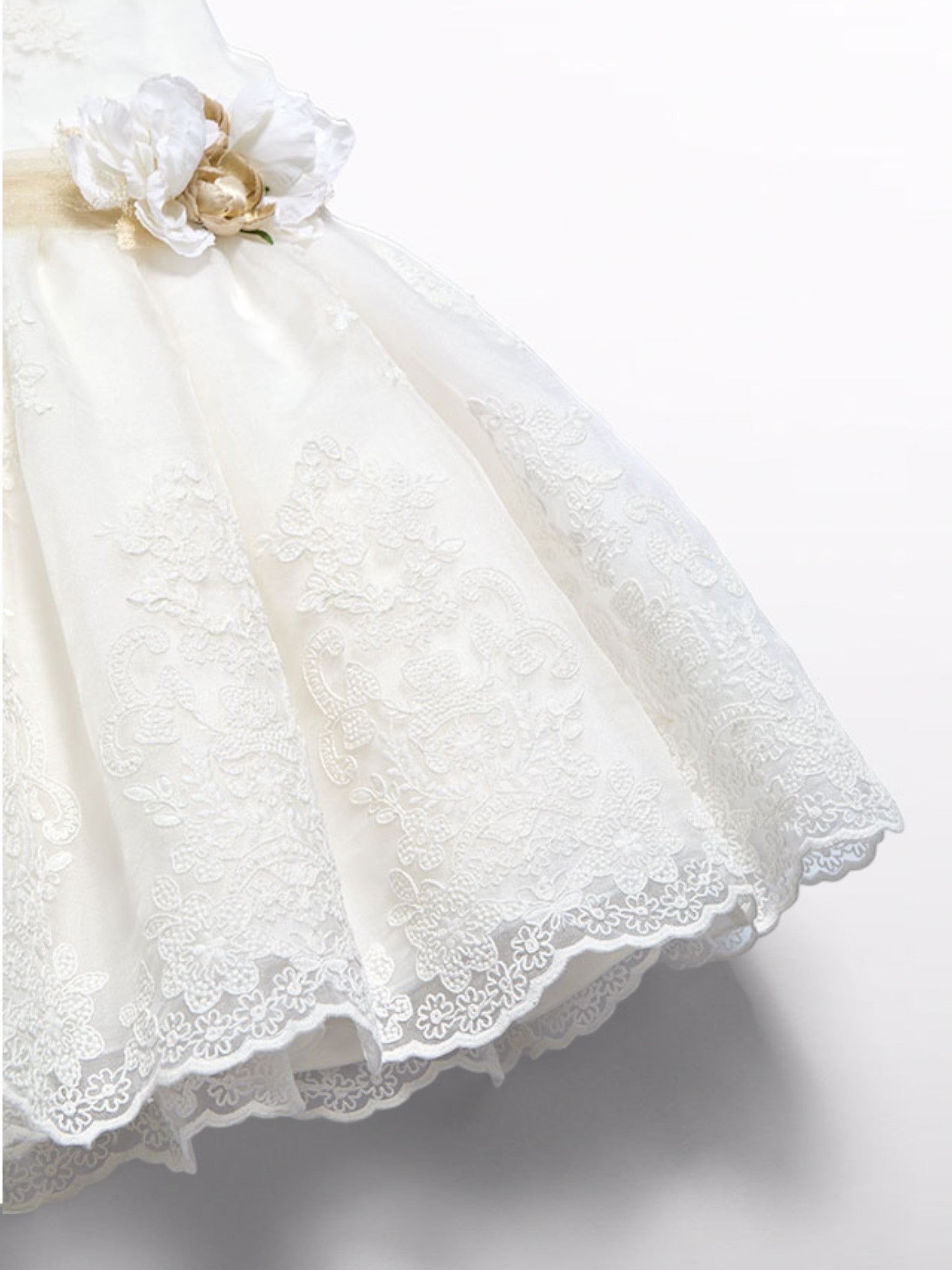 Abito  organza ricamato Bimba PANNA 5037 /7 -  NANU' BABY