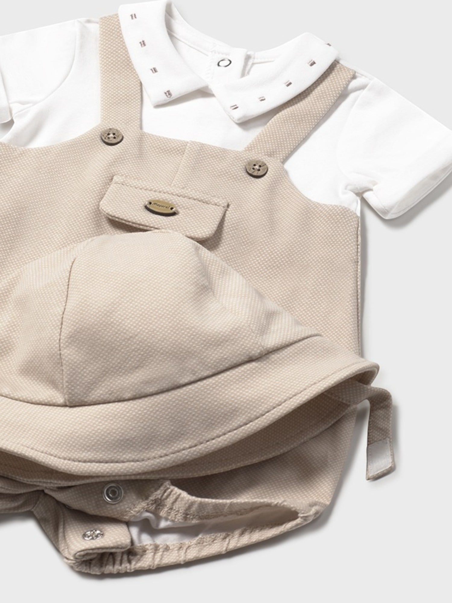 Pagliaccetto salopette,cappello Bimbo BEIGE 1605 /BE -  NANU' BABY