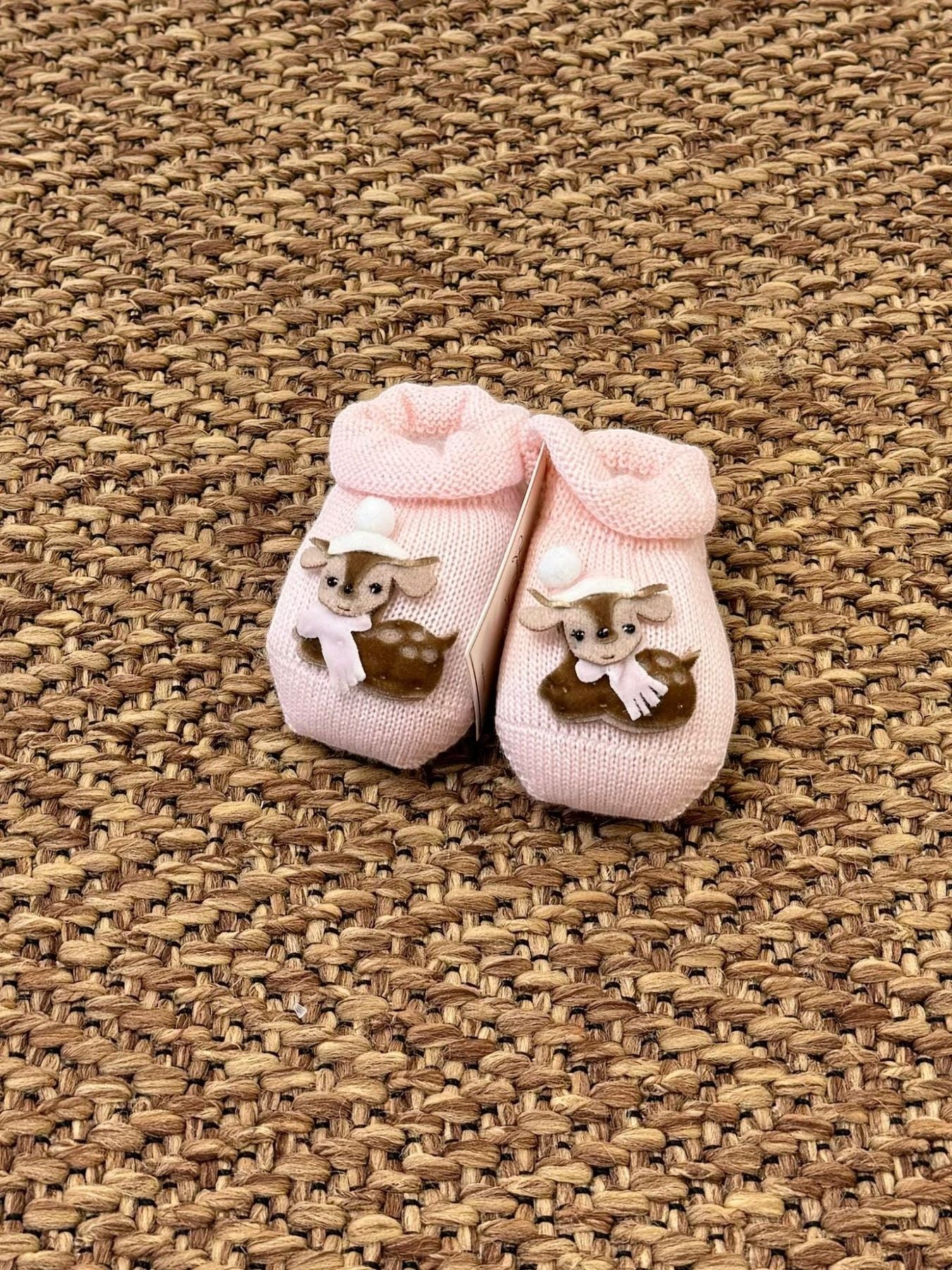 Babbucce Cerbiatto con cappellino e sciarpa Neonata ROSA 30577/1R -  NANU' BABY