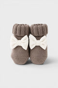 Babbucce Neonata Tortora FIOCCO VELLUTO 723/4830 by BABY LORD
