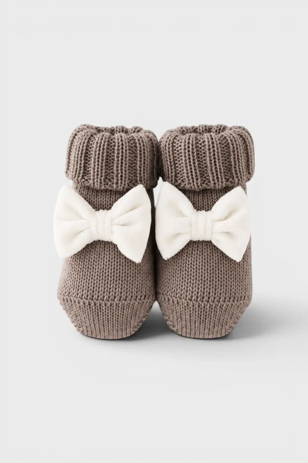 Babbucce Neonata Tortora FIOCCO VELLUTO 723/4830 by BABY LORD