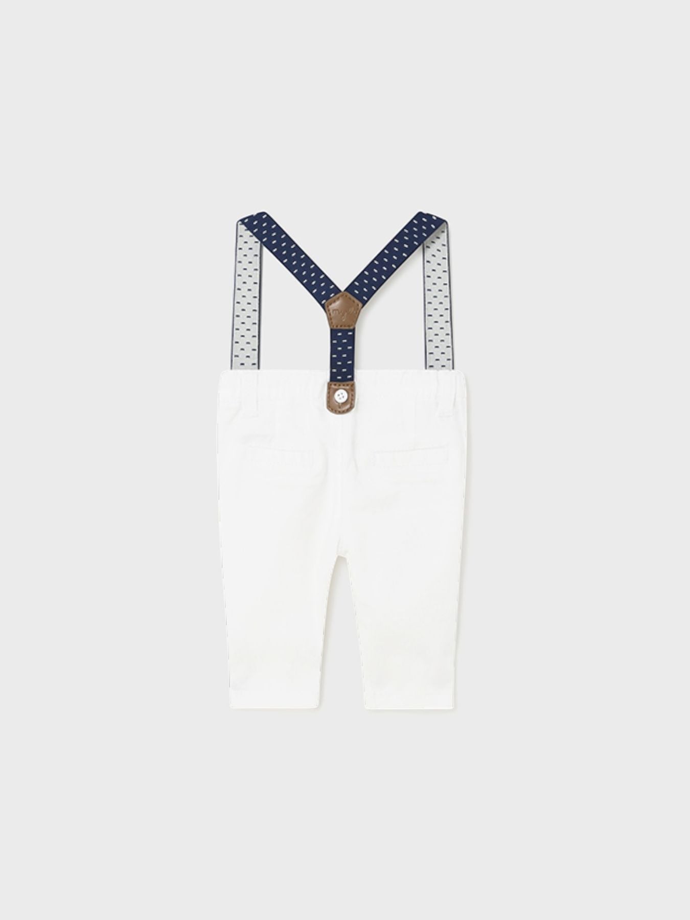 Pantalone lungo bretelle Bimbo BIANCO 1536 -  NANU' BABY