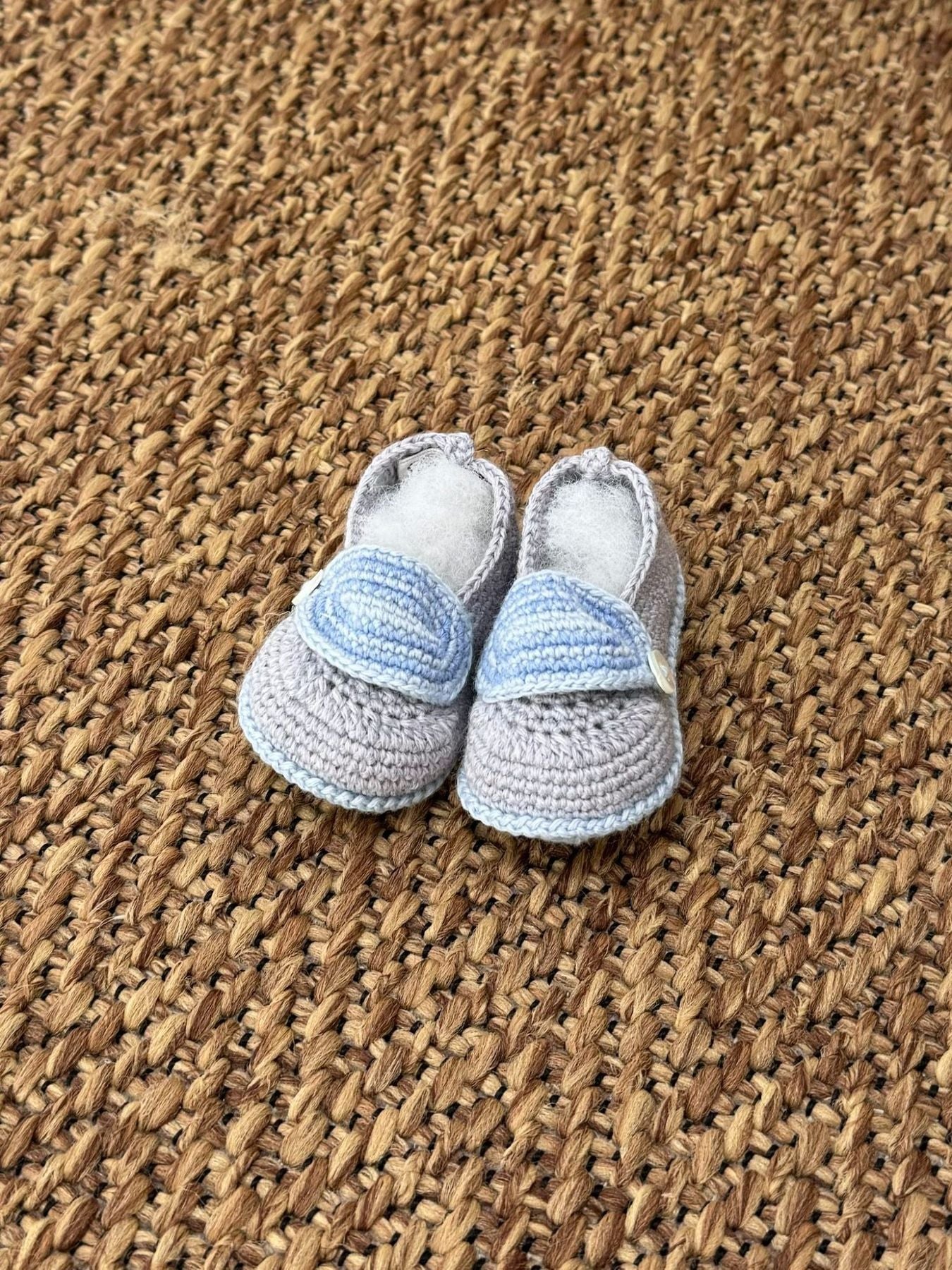 Babbucce ricamate in lana Neonato AZZURRO RAKESH 14300 -  NANU' BABY