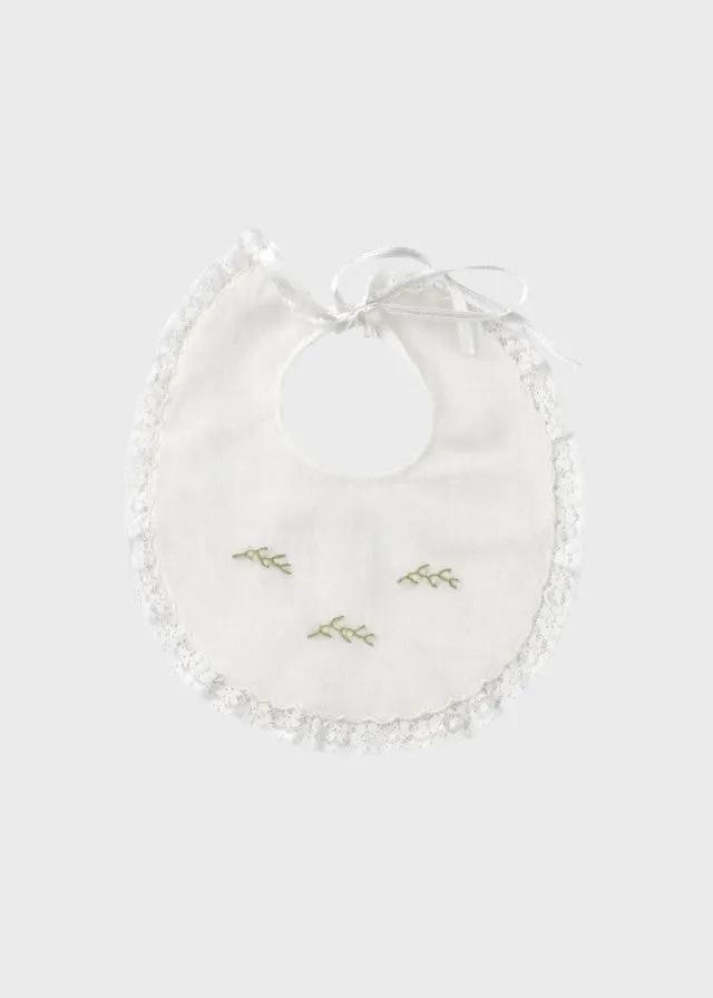 Baby Bib White Cotton Batiste ROSSELLA 3124