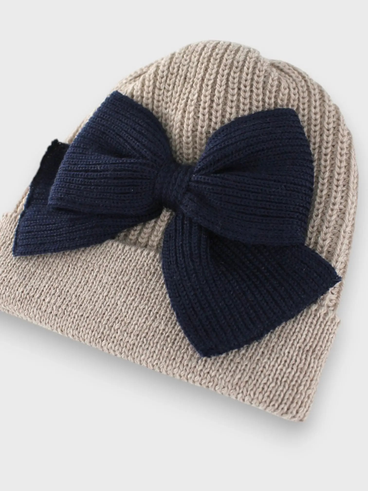 Cuffia Neonato Tortora MAGLIA INGLESE FIOCCO 640/4837 by BABY LORD
