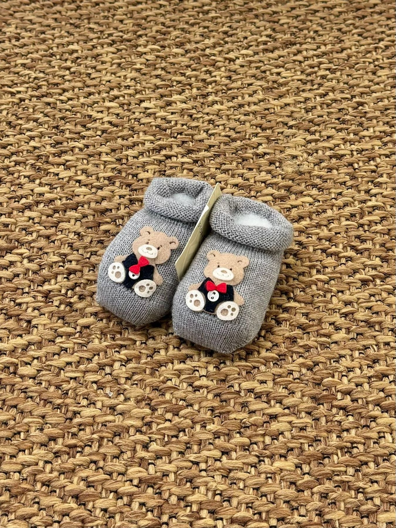 Babbucce Orsetto Neonato GRIGIO 3235 -  NANU' BABY