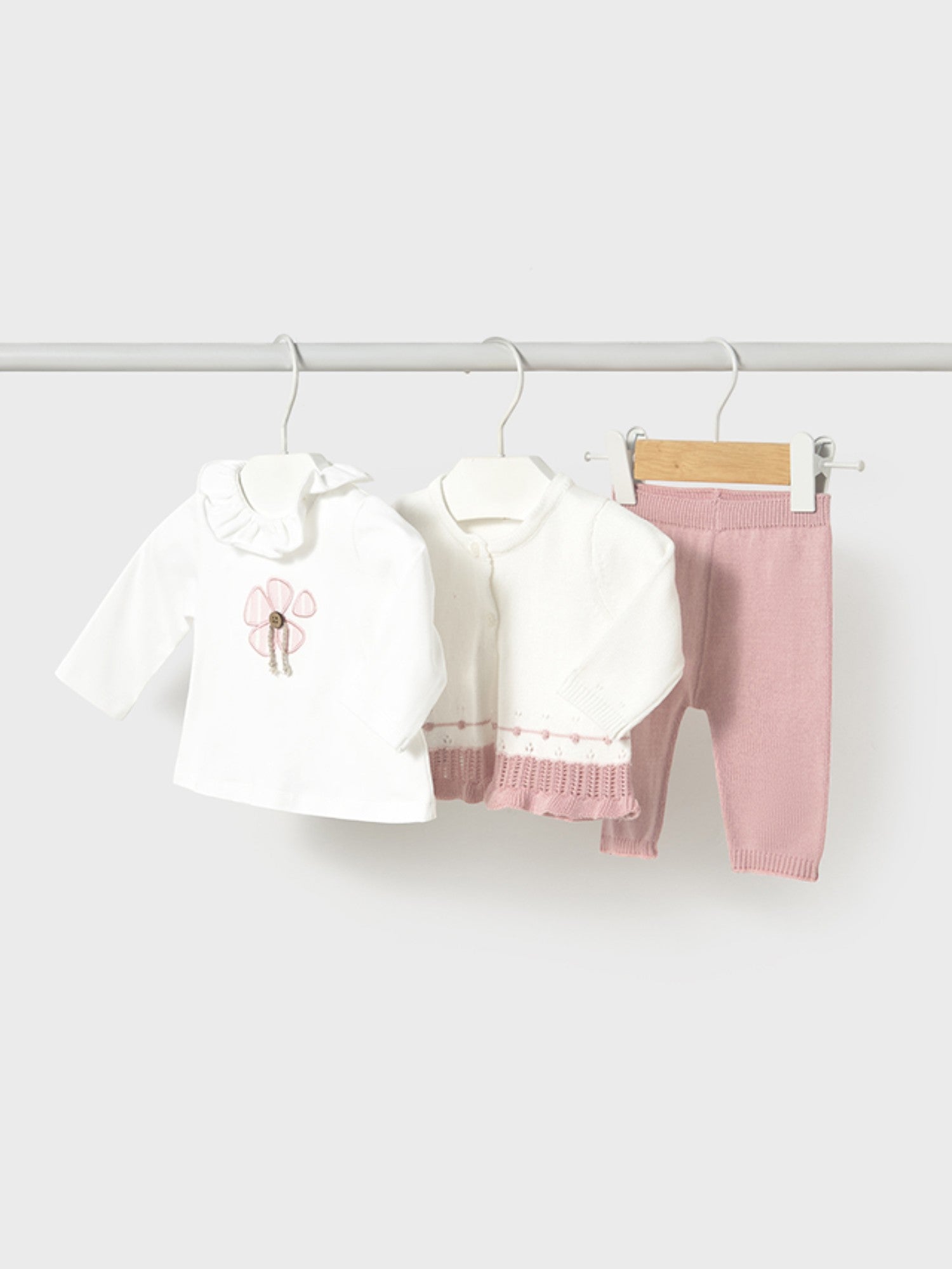 Completo pantalone 3 pezzi tricot Bimba ROSA 1589 /R -  NANU' BABY