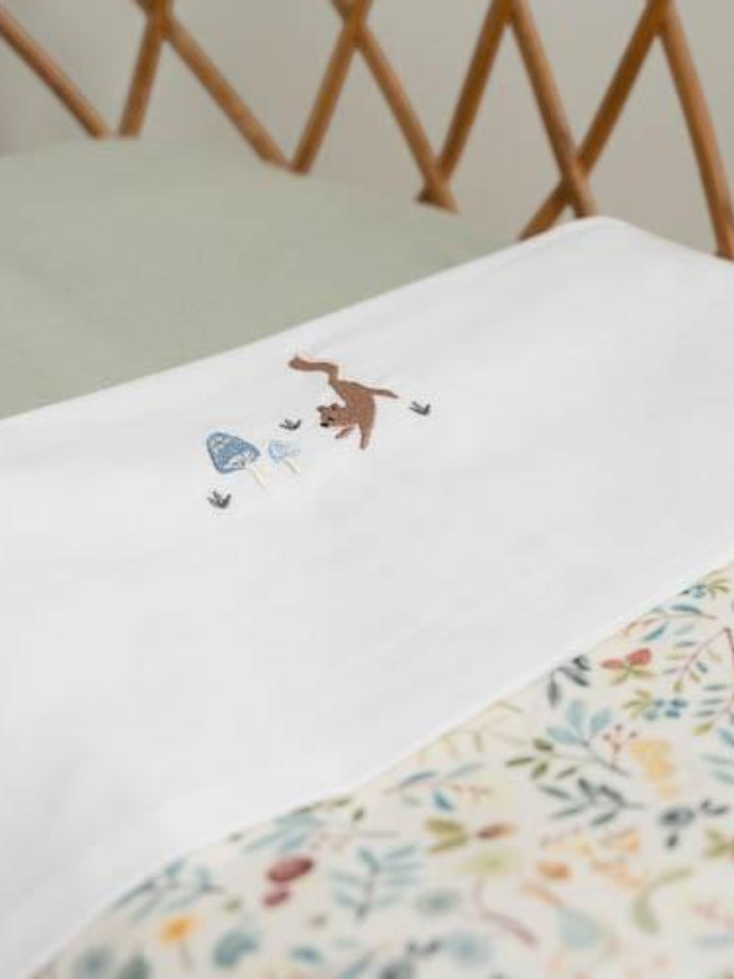 Lenzuolo lettino Funghi Ricamati - Amici della foresta Neonato BIANCO TE10214030 -  NANU' BABY
