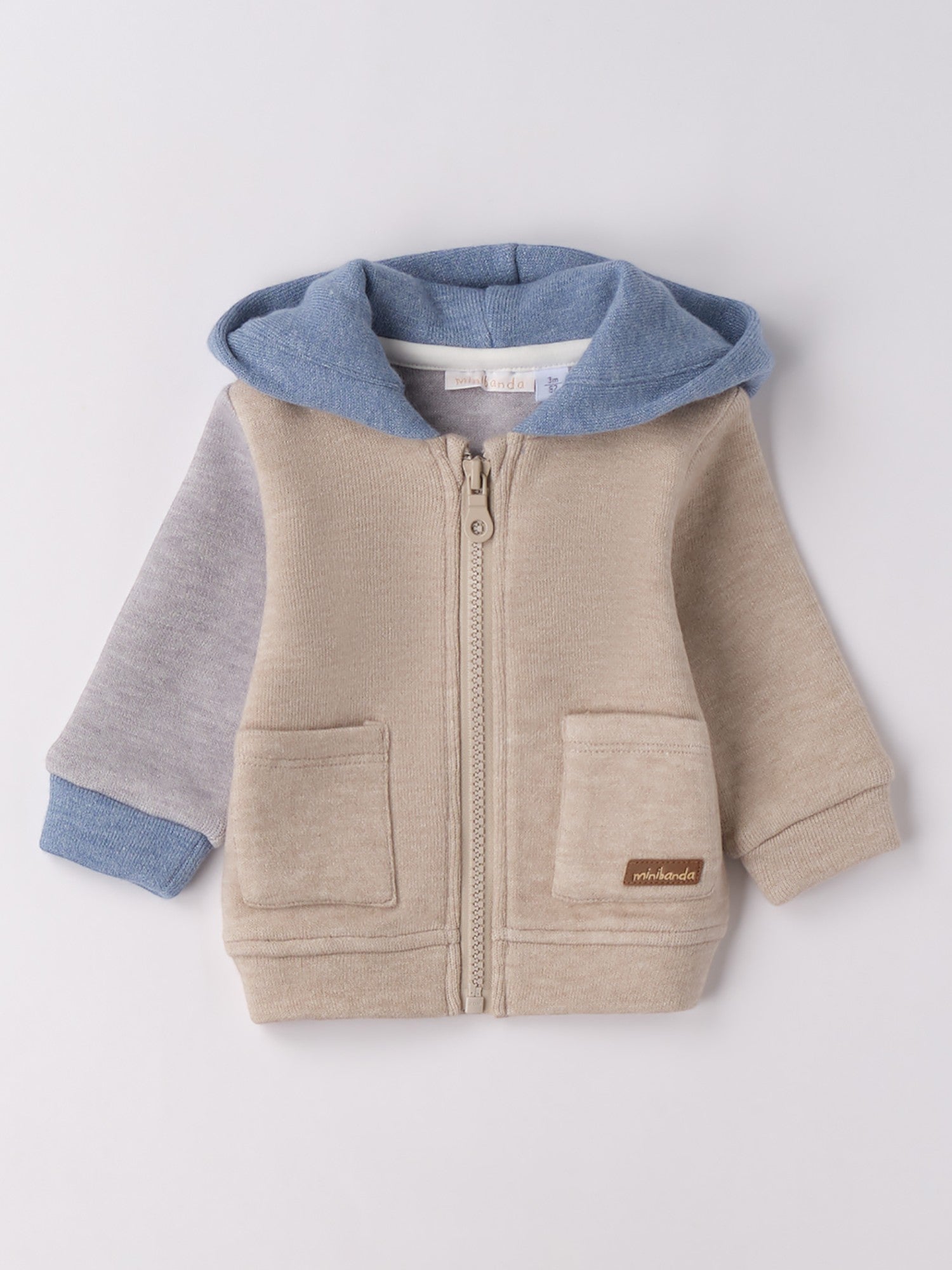 Felpa Aperta Ml Con Zip O Con Bottoni Bimbo Beige 3F610/8965 -  NANU' BABY