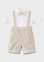 Completo Cerimonia Bimbo Beige Cotone 7673/B by BIMBALO'