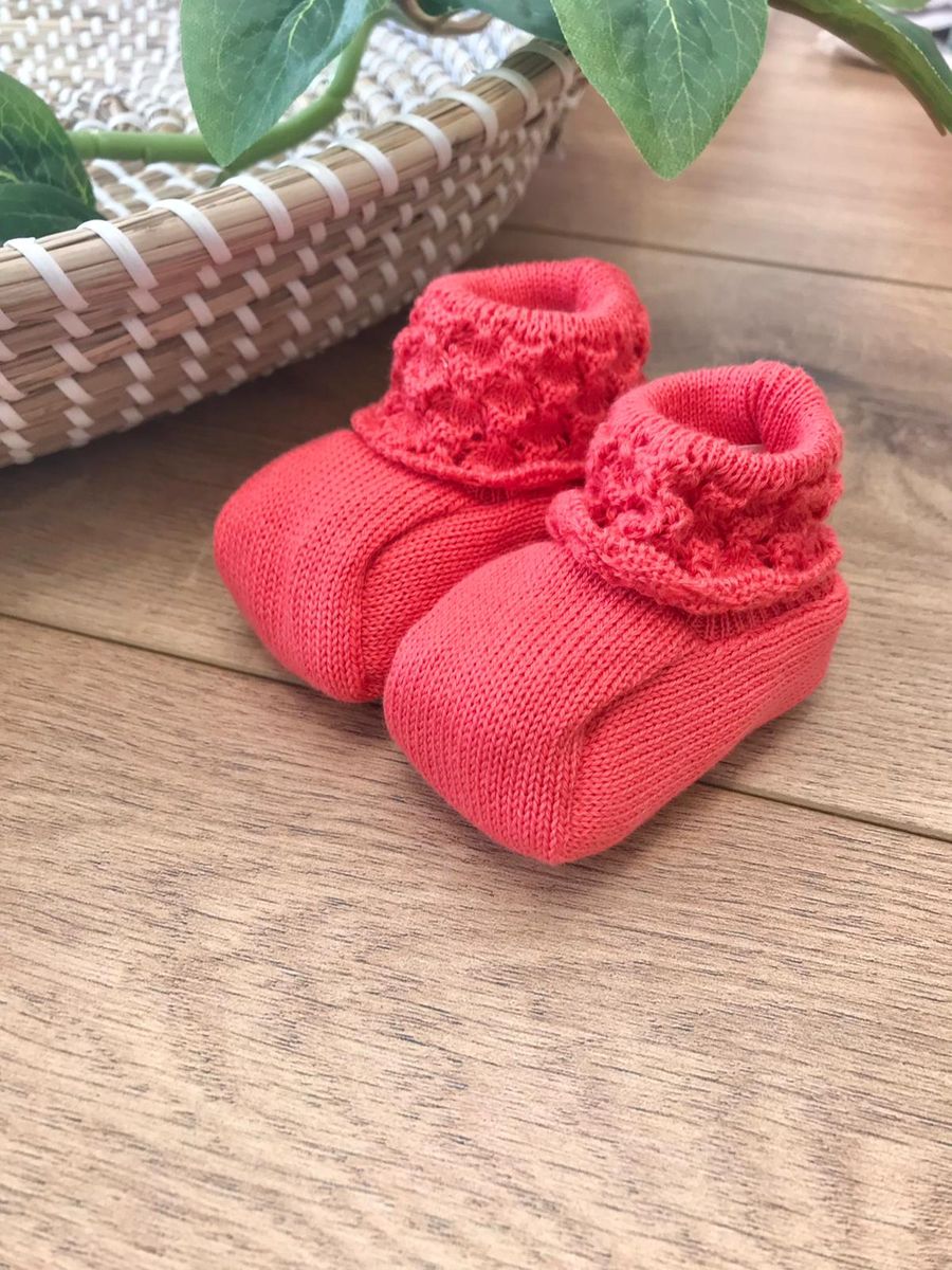 Babbucce in filo di cotone Neonata CORALLO EF14S -  NANU' BABY