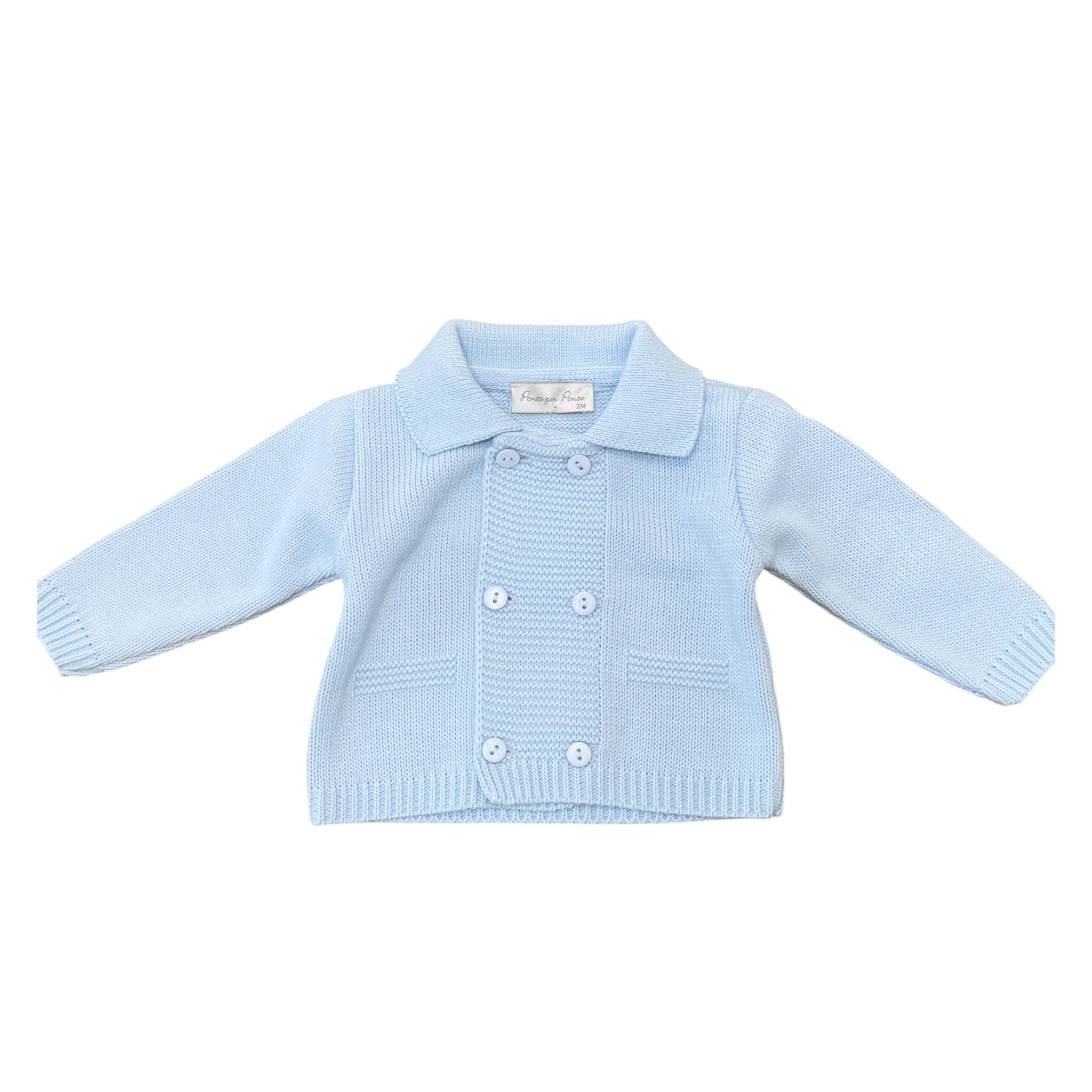 Giacca Cerimonia Bimbo Misto Cotone Cielo - PONTO POR PONTO 3/878-C