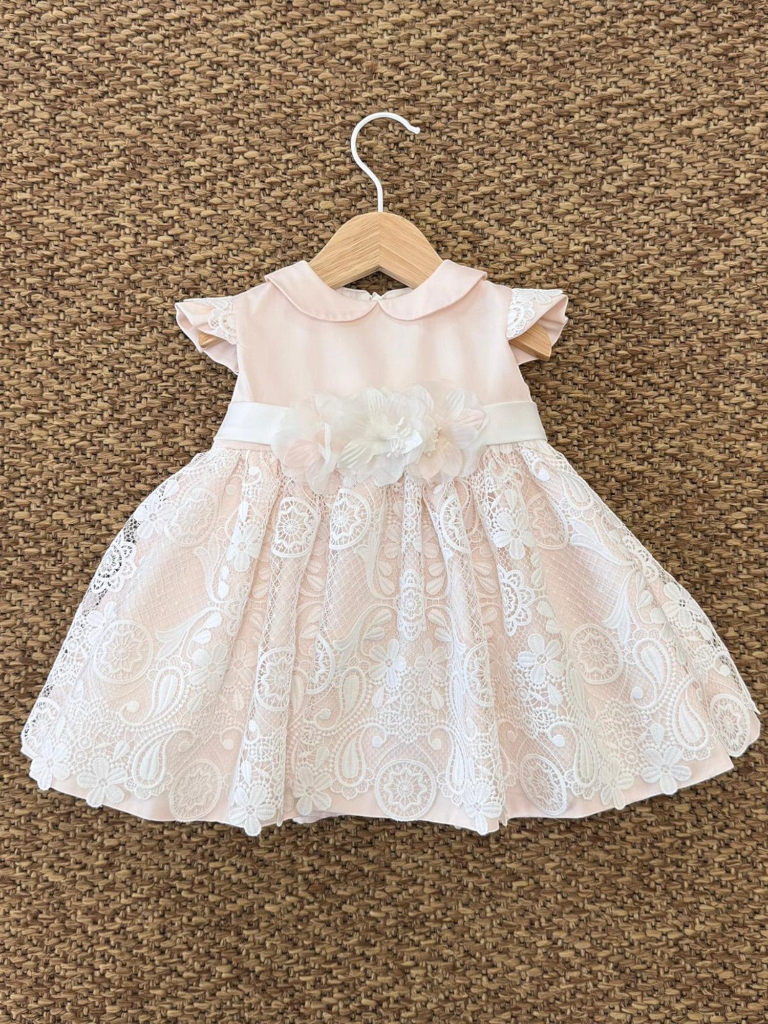 Abito Cerimonia Macramè Bimba ROSA FB081/R -  NANU' BABY