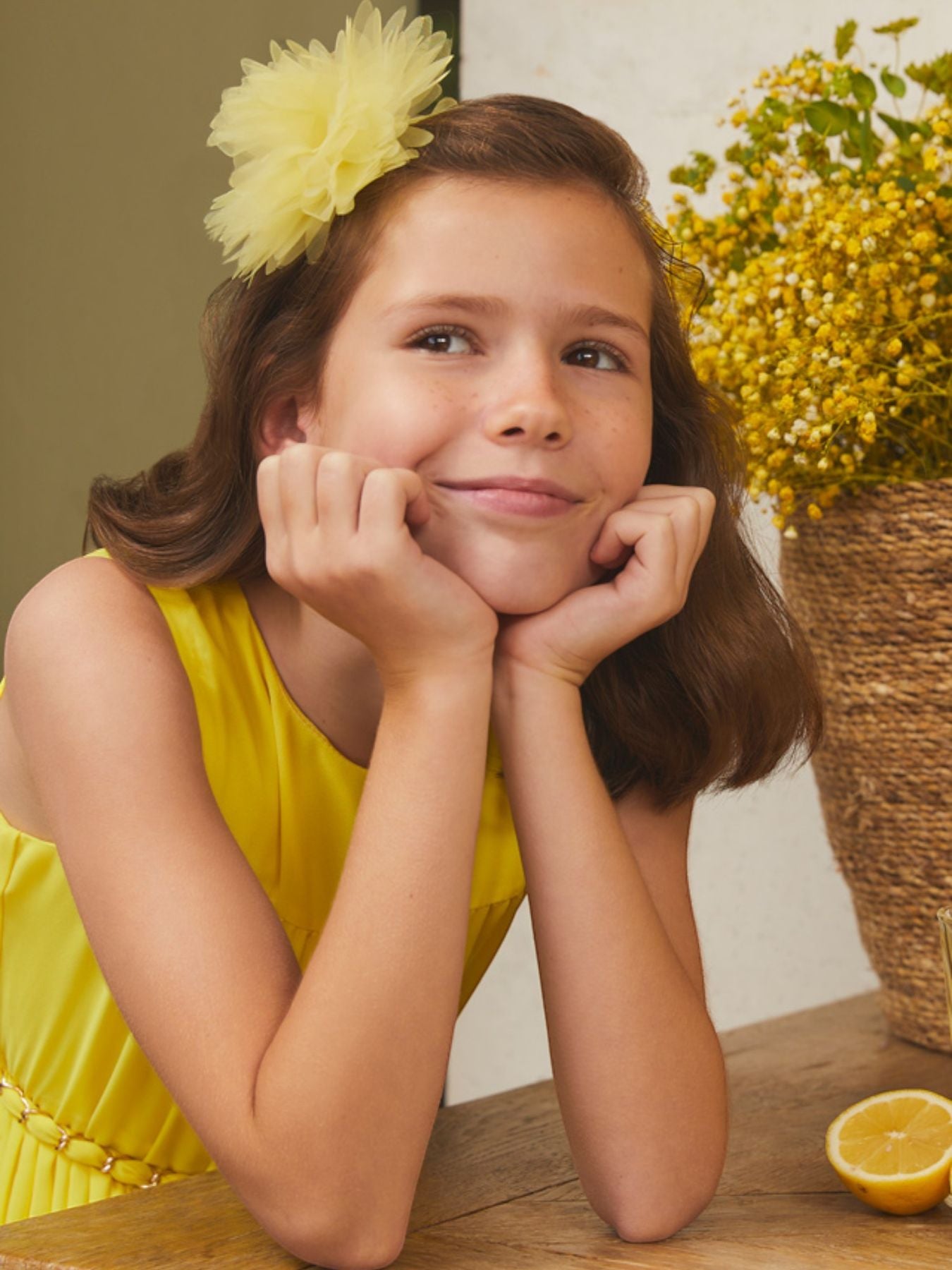 Fermaglio fiore organza  GIALLO 5409/G -  NANU' BABY