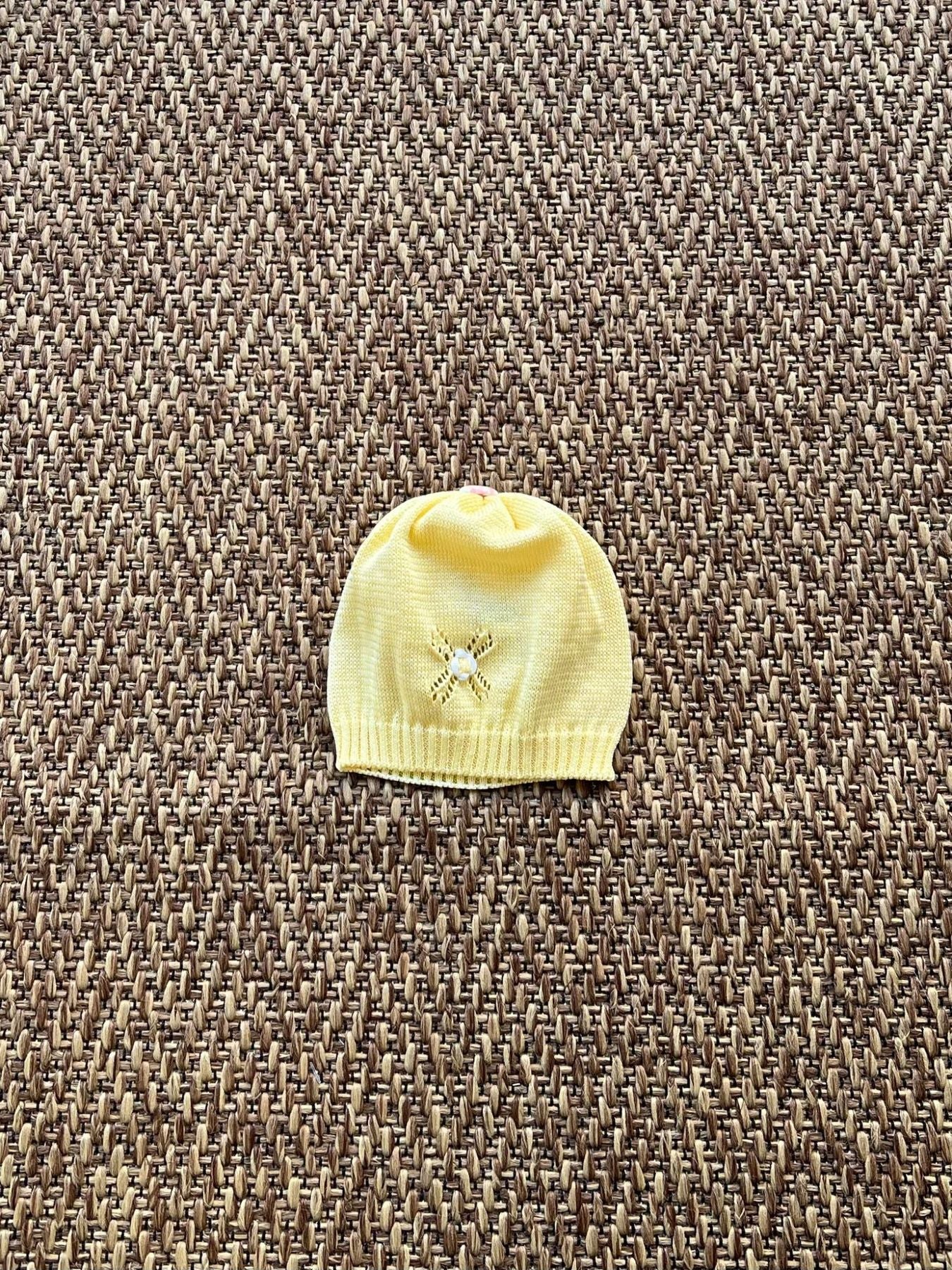 Cuffia in filo di cotone Neonata GIALLO EP1471 -  NANU' BABY