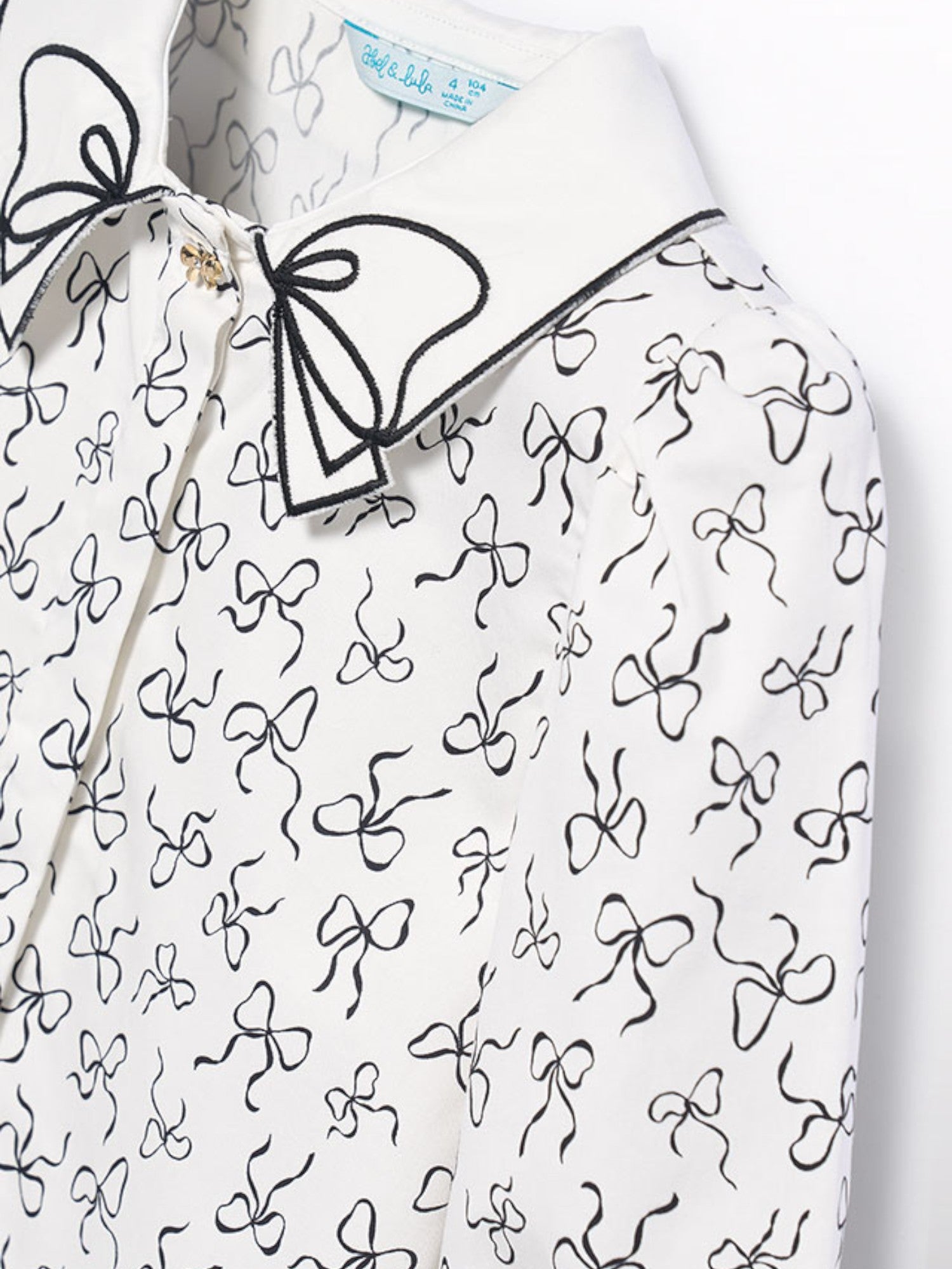 Blusa popelin satinato fiocco Bimba PANNA 5613/3 -  NANU' BABY