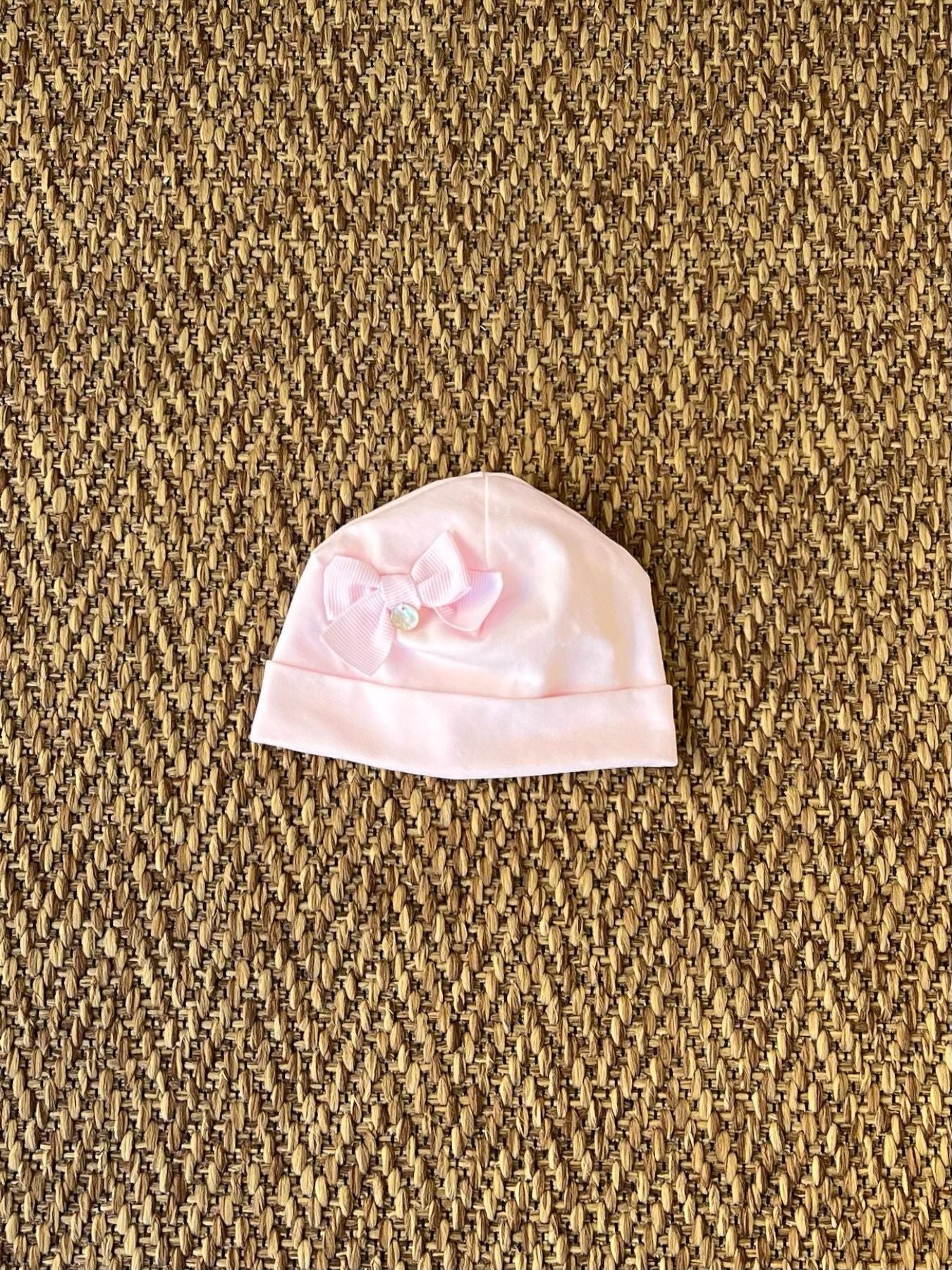 Cuffia Fiocco righe Neonata ROSA EP6573F -  NANU' BABY