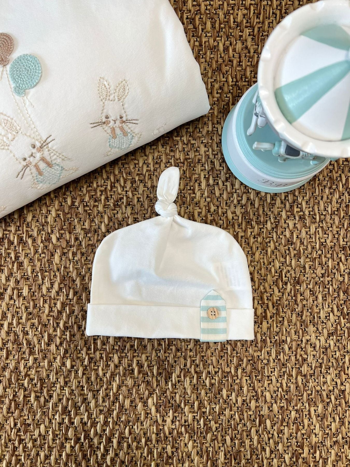 Cuffia Bottoncino Neonato PANNA EL5173/V -  NANU' BABY