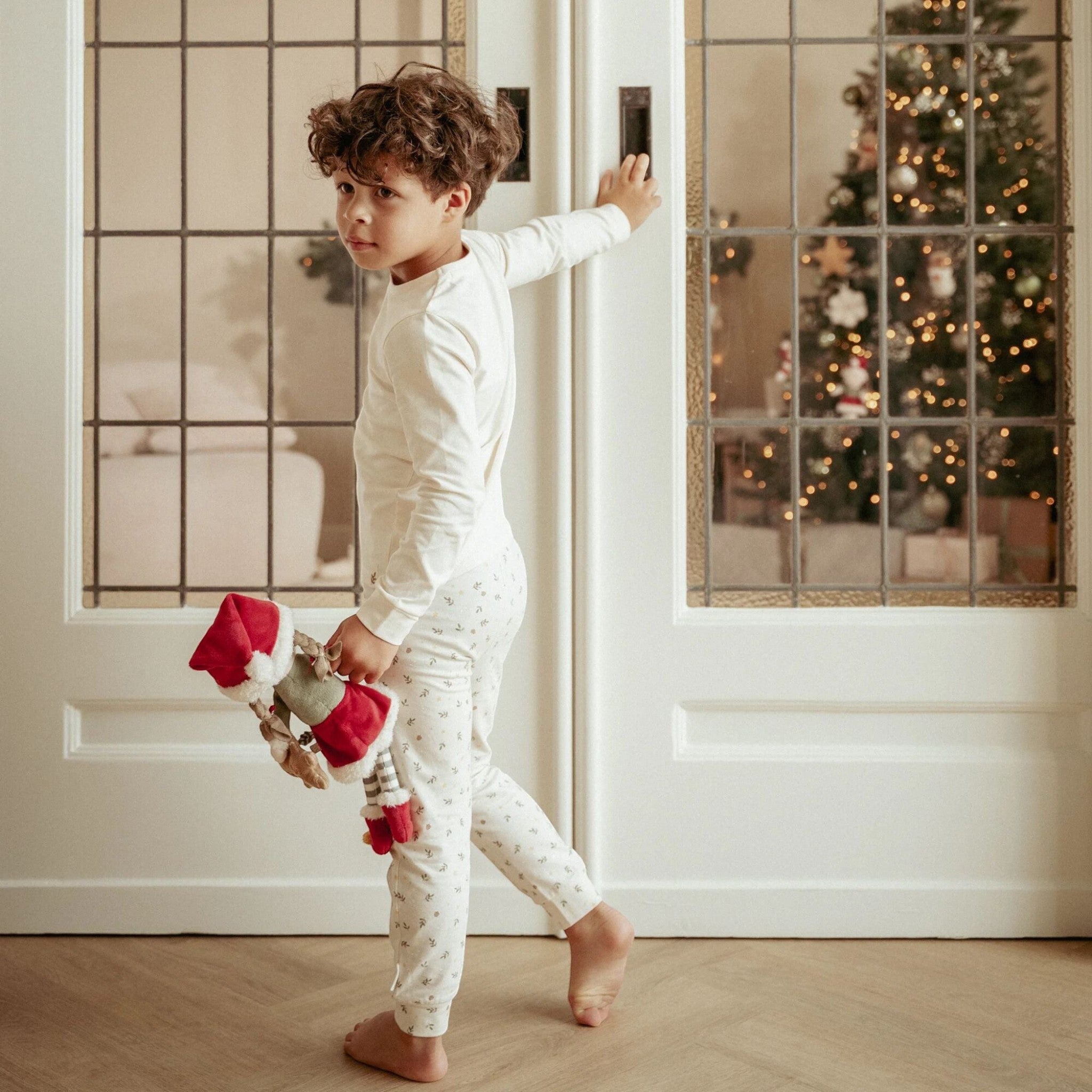 Two-piece Christmas pajamas for baby boy, beige, CL25106003