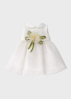 Vestido de ceremonia para niña color vainilla de seda GG2639CMI