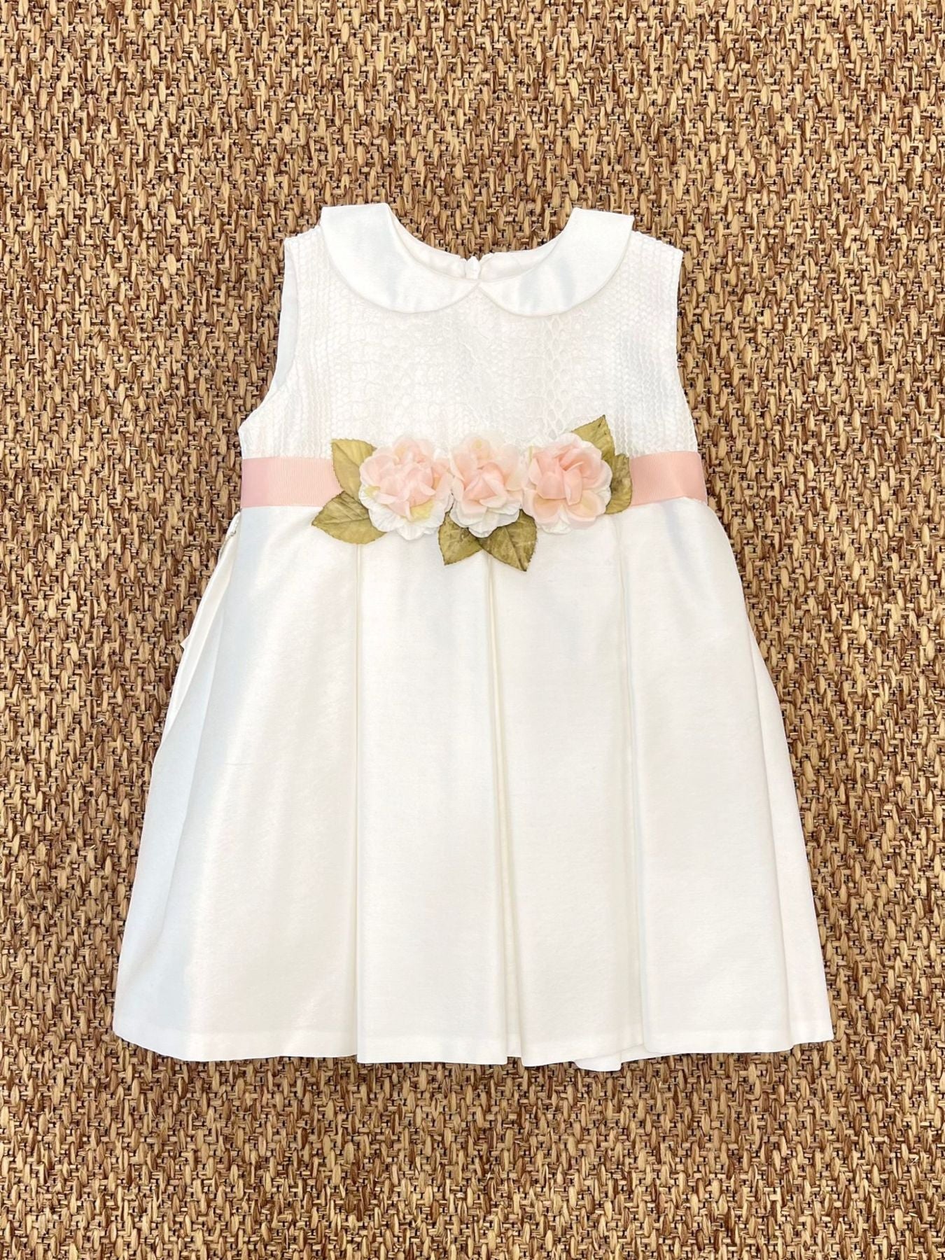 Abito Cerimonia Roselline Bimba Bianco FB064 -  NANU' BABY