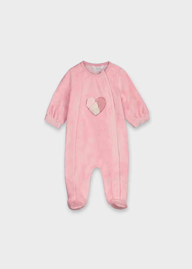 Combinaison Bébé Fille Manches Longues Rose Velours 2704/68