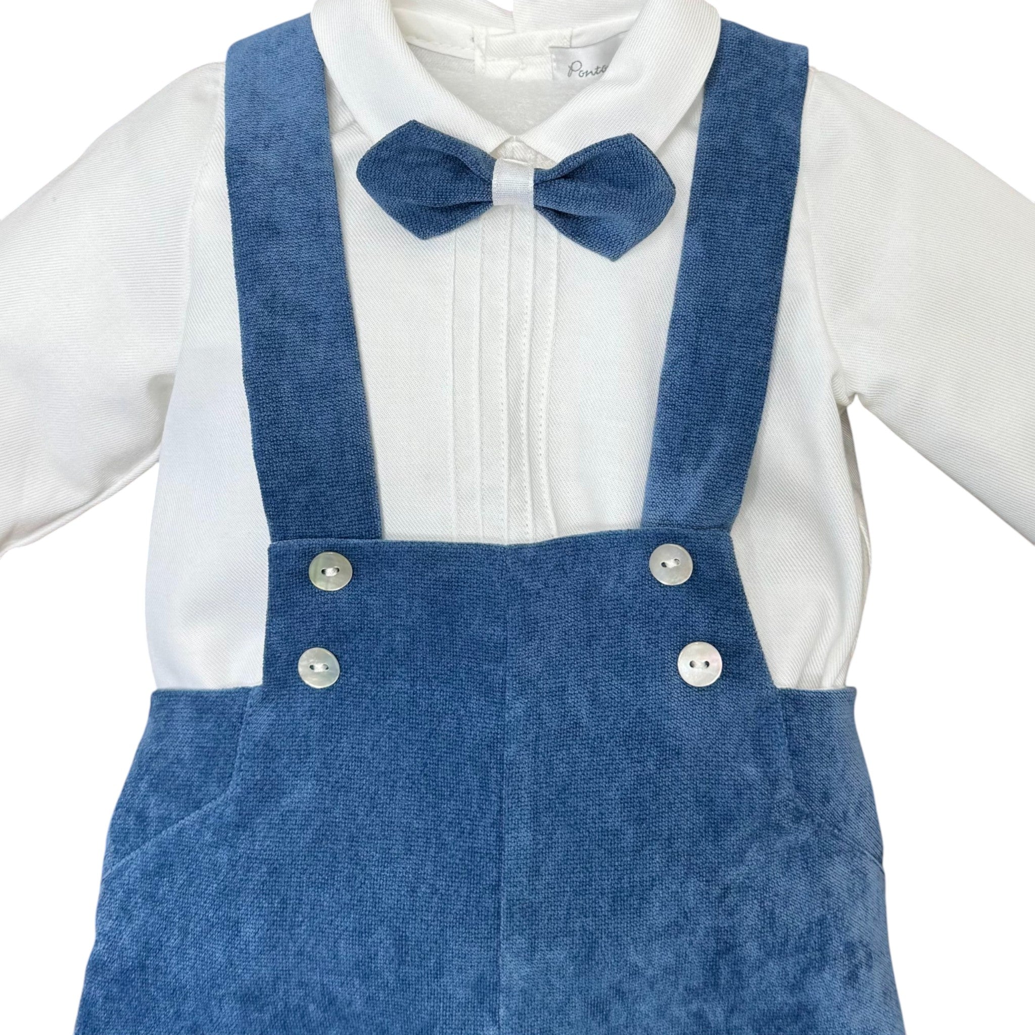 Completo Cerimonia Bimbo Misto Cotone Azzurro - PONTO POR PONTO 1/6417-A