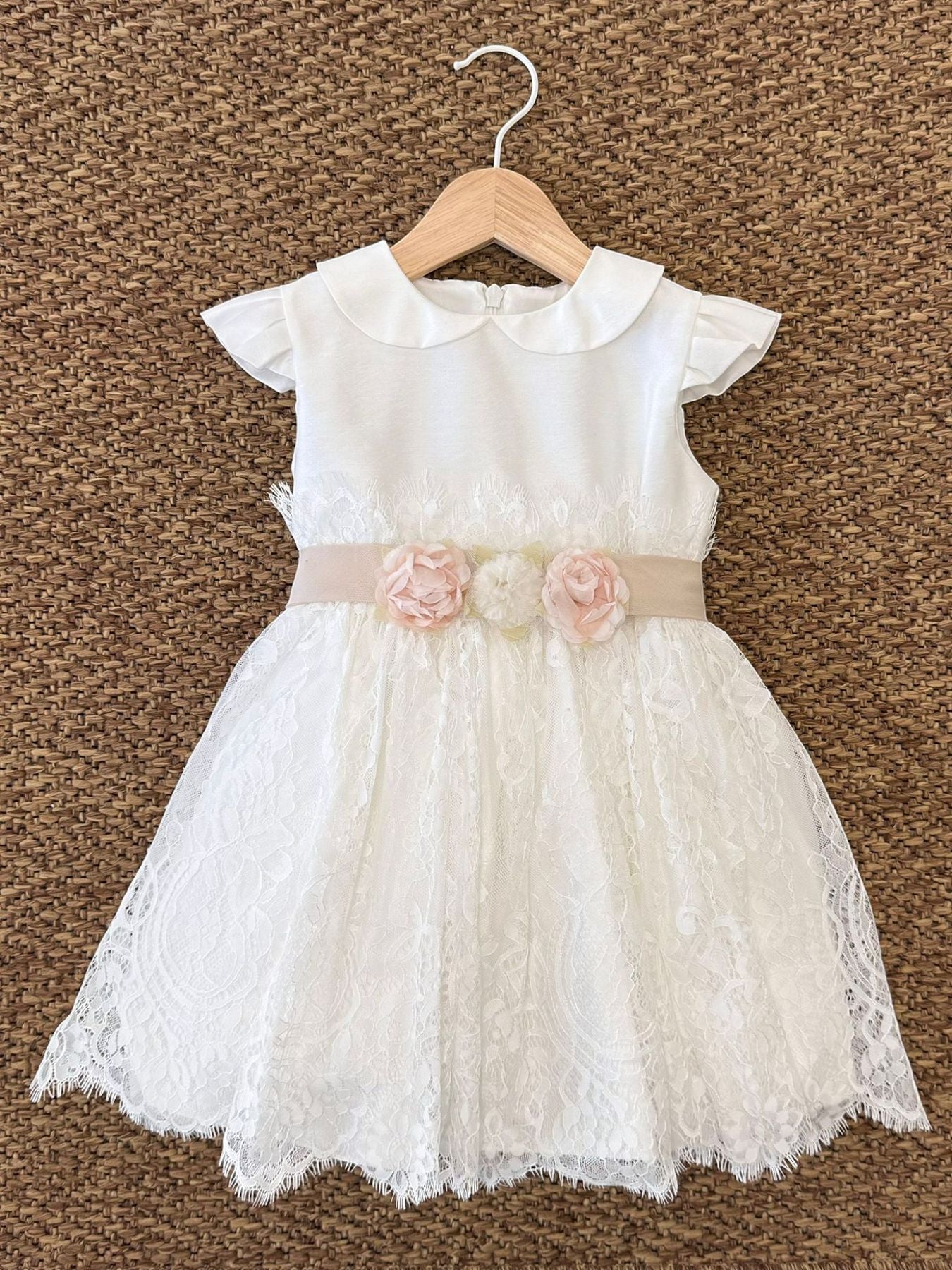 Abito Cerimonia Pizzo Bimba BIANCO FB073 -  NANU' BABY