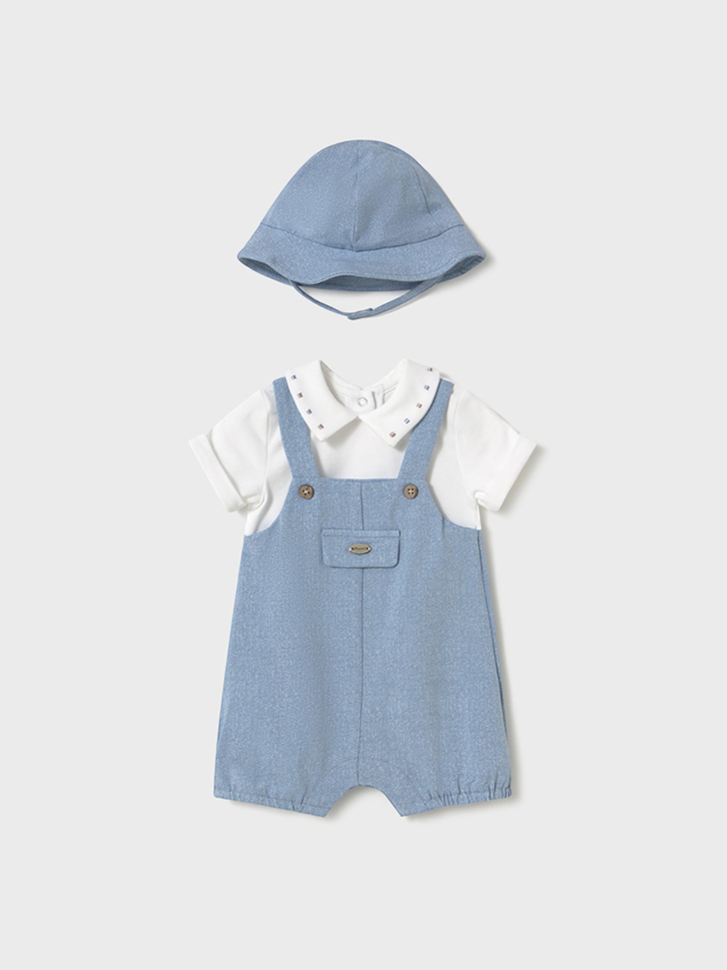 Pagliaccetto salopette,cappello Bimbo AZZURRO 1605 /A -  NANU' BABY