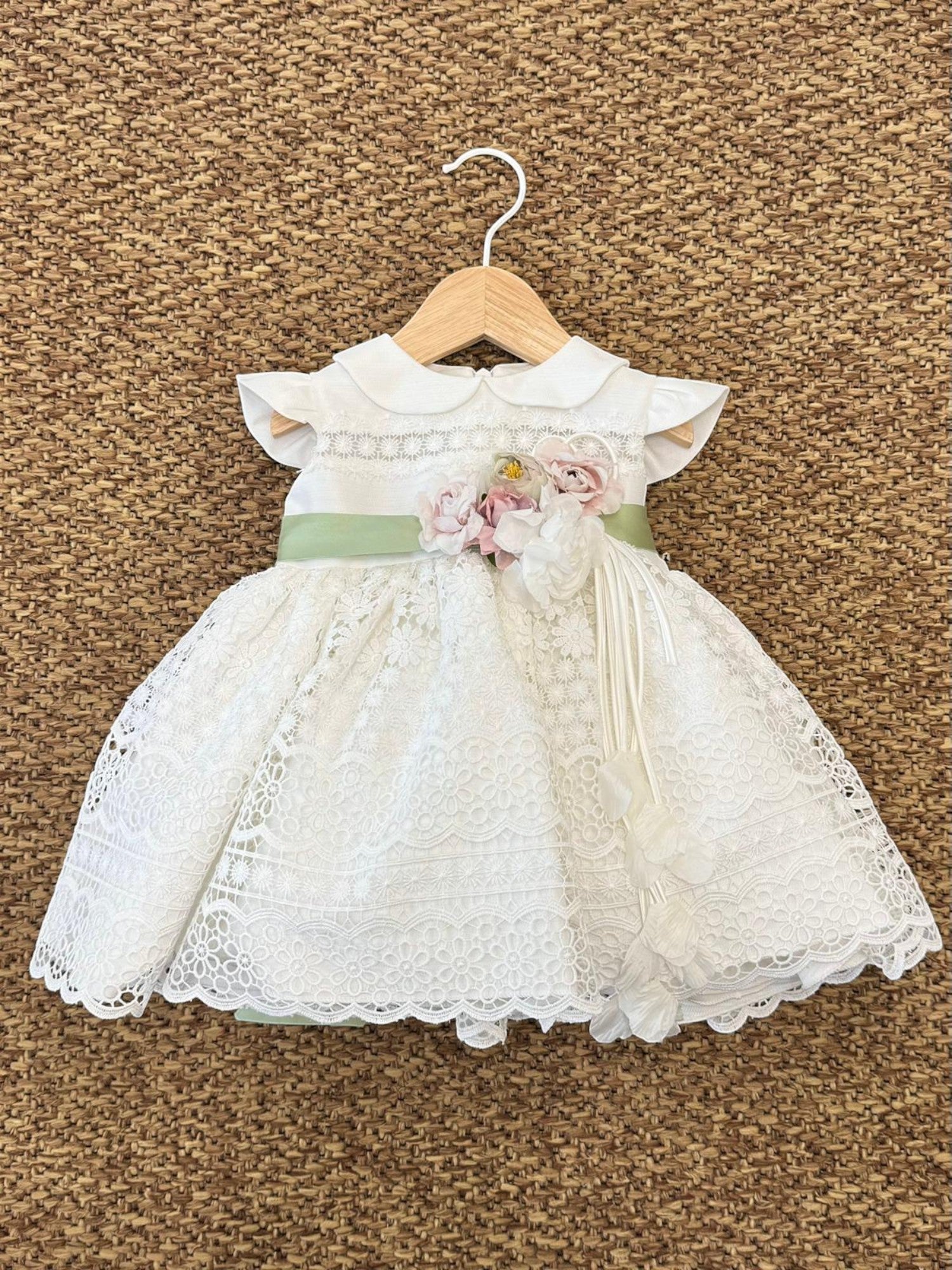 Abito Cerimonia Macramè Bimba VERDE FB080/V -  NANU' BABY