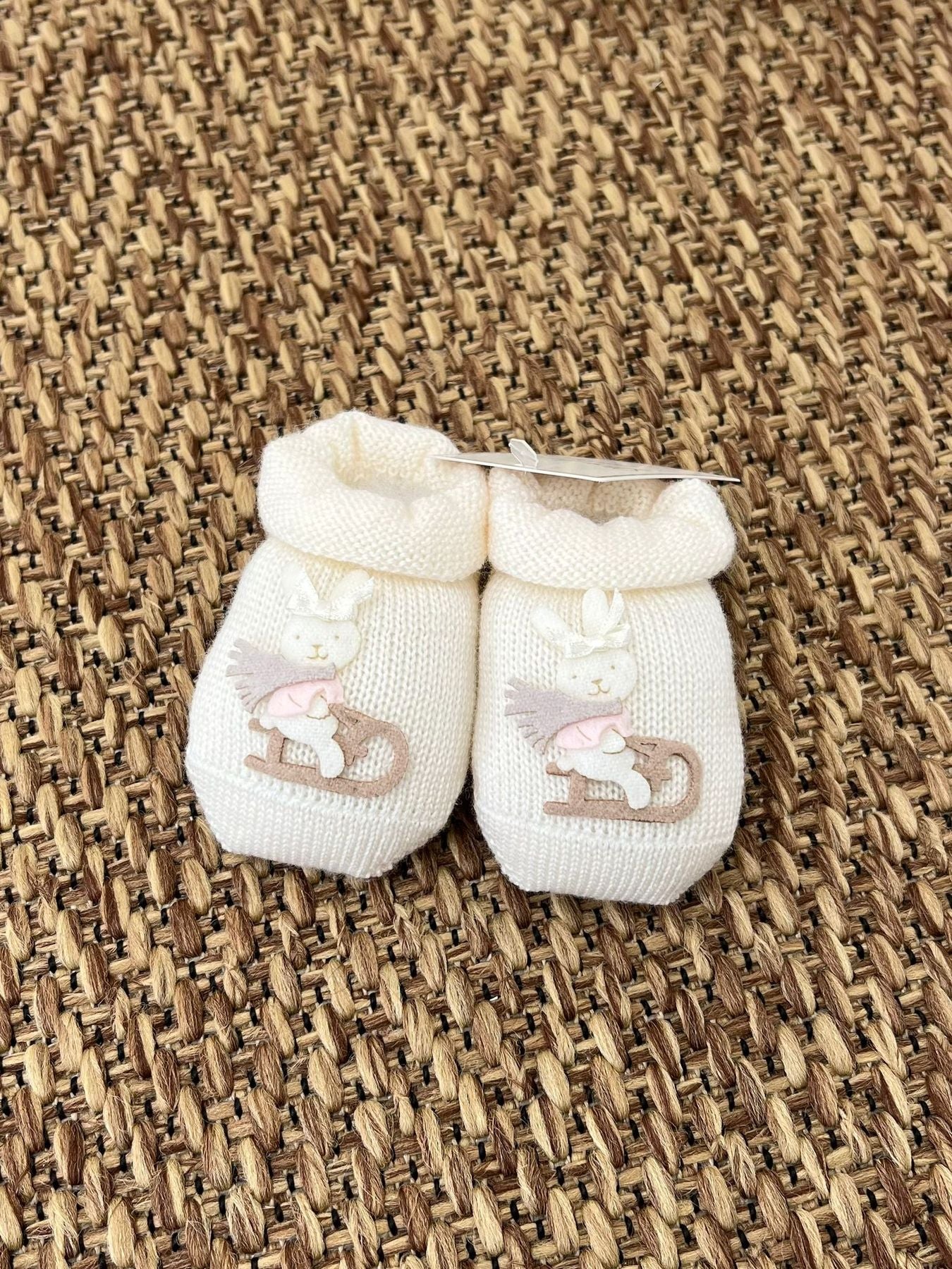 Babbucce Coniglietta in slitta Neonata LATTE 30569/X1 -  NANU' BABY