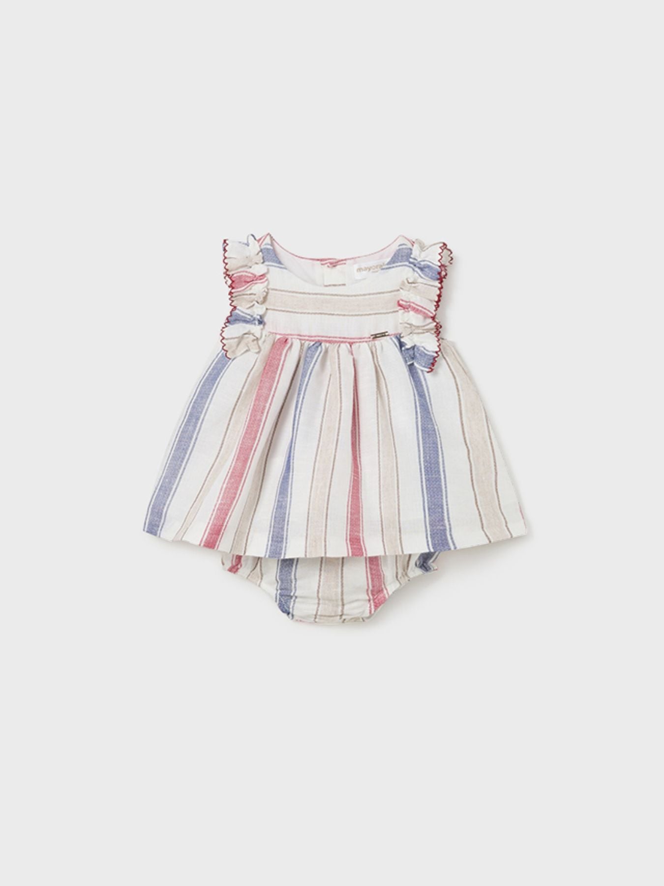 Abito righe lino Bimba ROSSO 1829 -  NANU' BABY
