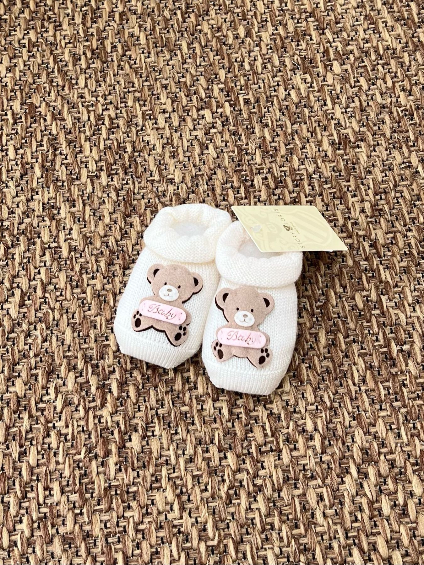 Babbucce Orsetto Baby Neonata LATTE 2835/X1 -  NANU' BABY